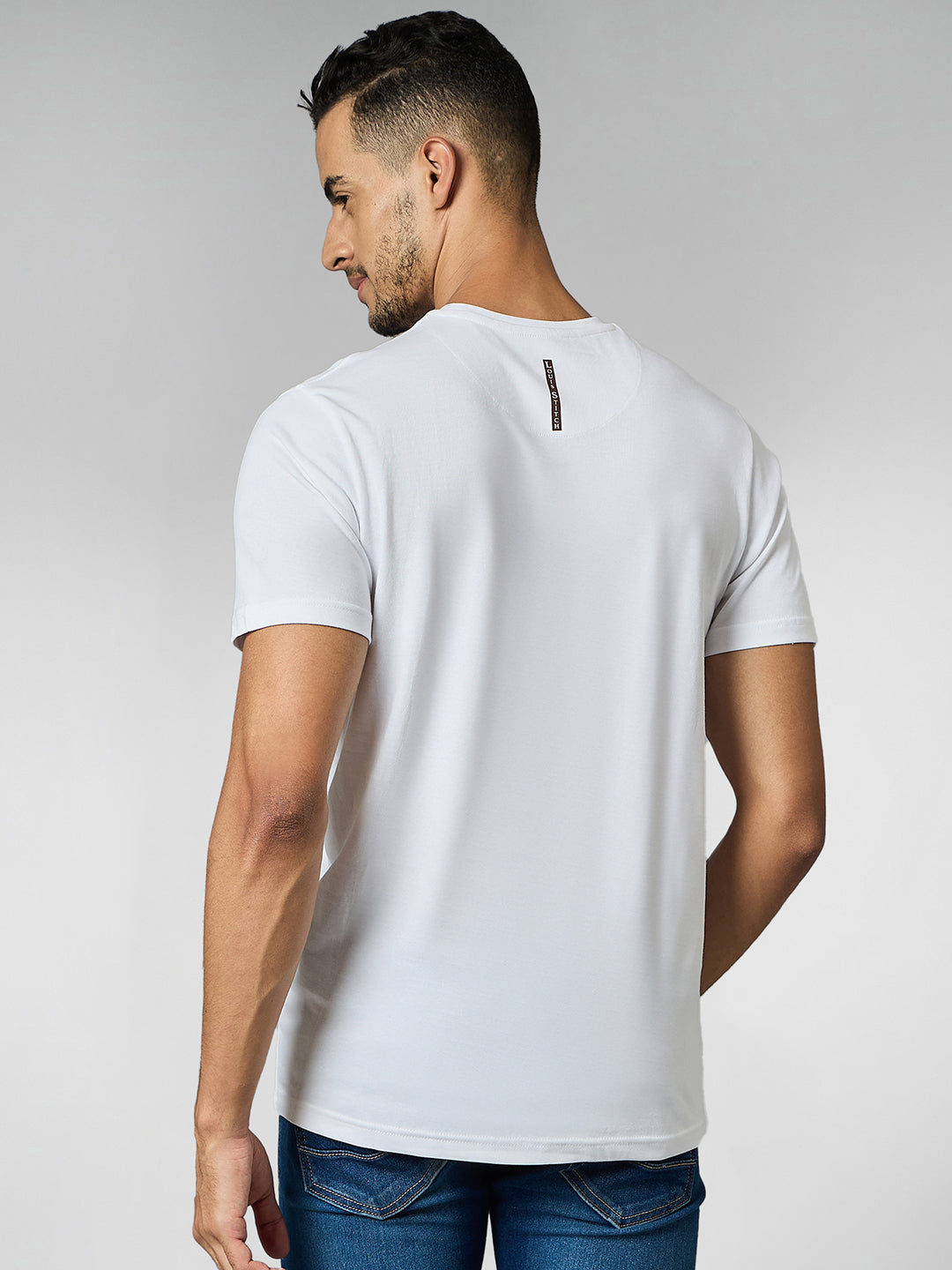 Men's Super Combed Cotton White Regular Fit Half Sleeve Round Neck T-Shirt