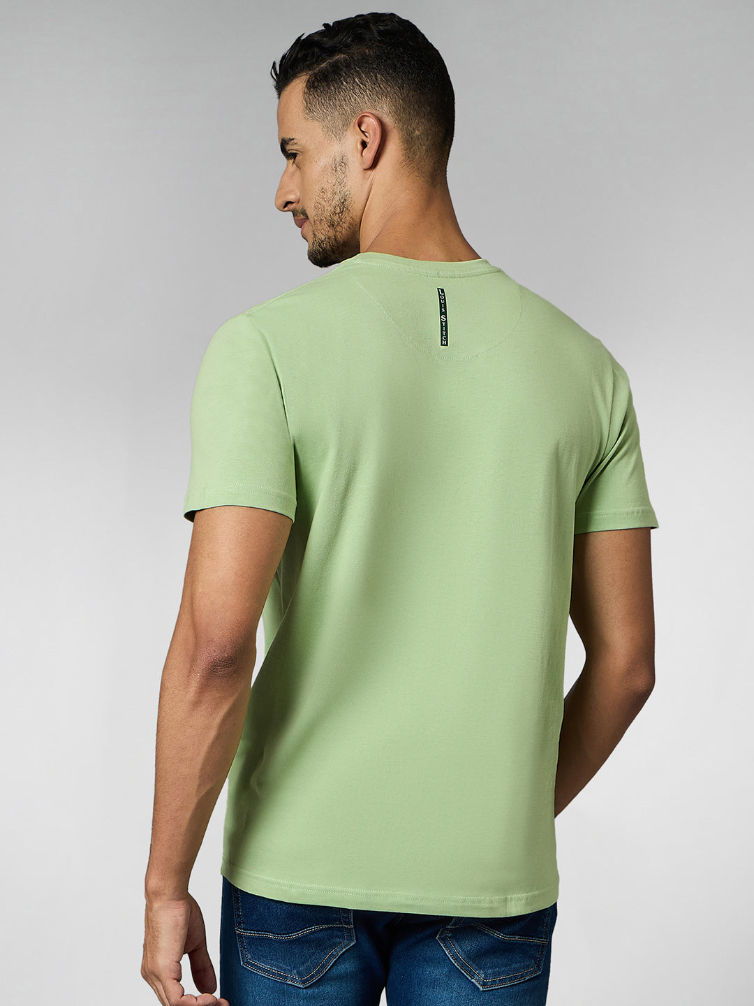 Men's Super Combed Cotton Pastel Green Regular Fit Half Sleeve Round Neck T-Shirt