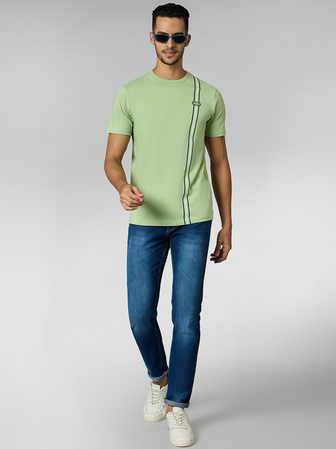 Men's Super Combed Cotton Pastel Green Regular Fit Half Sleeve Round Neck T-Shirt