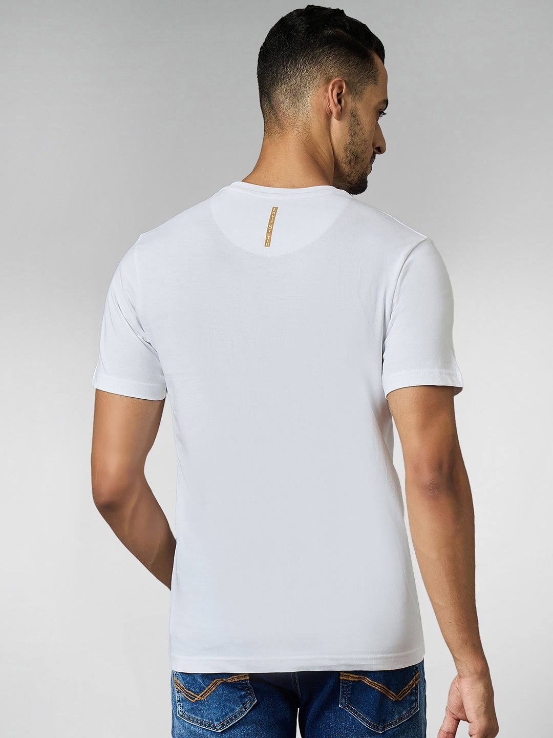 Men's Super Combed Cotton White Regular Fit Half Sleeve Round Neck T-Shirt