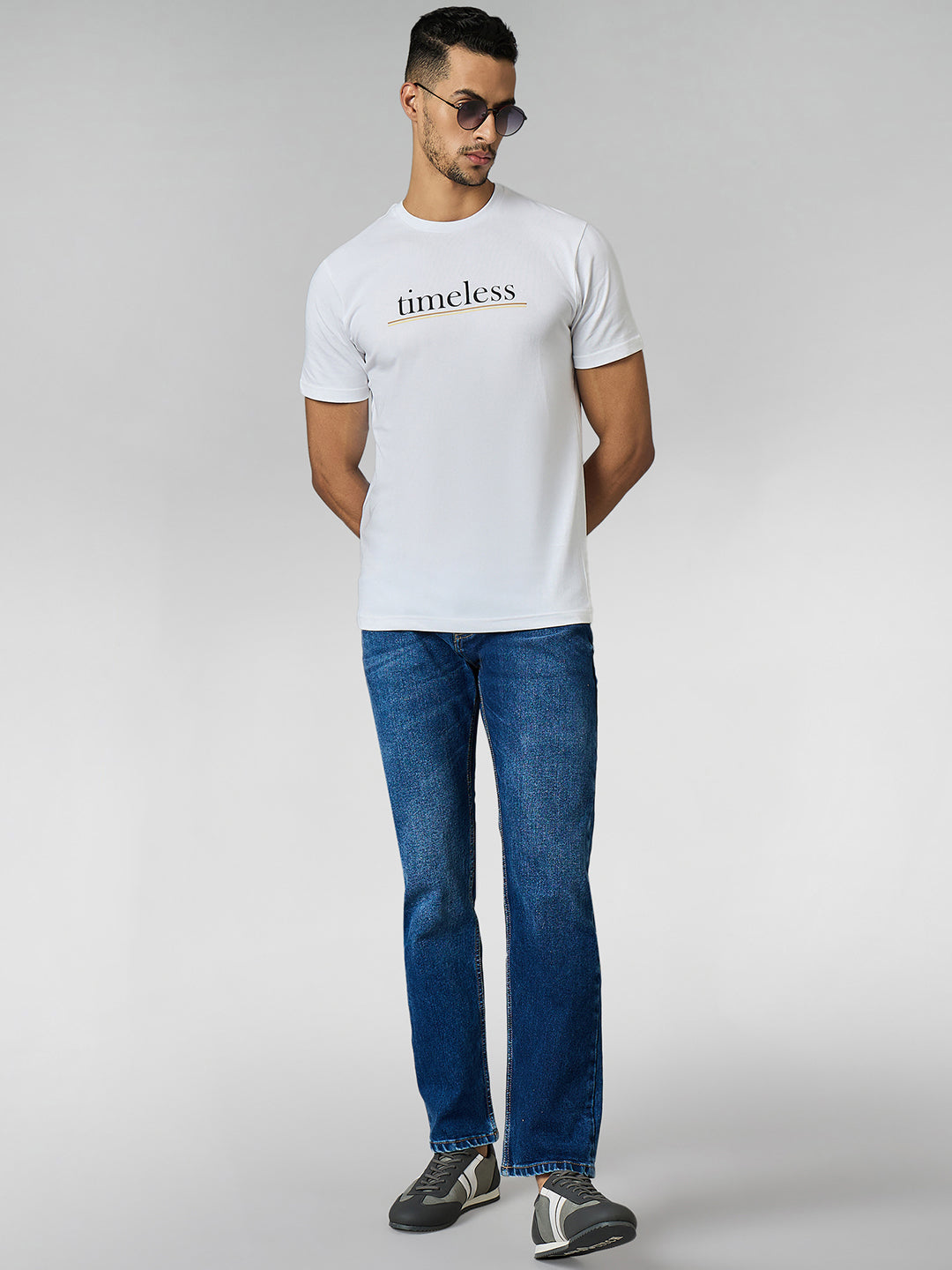 Men's Super Combed Cotton White Regular Fit Half Sleeve Round Neck T-Shirt