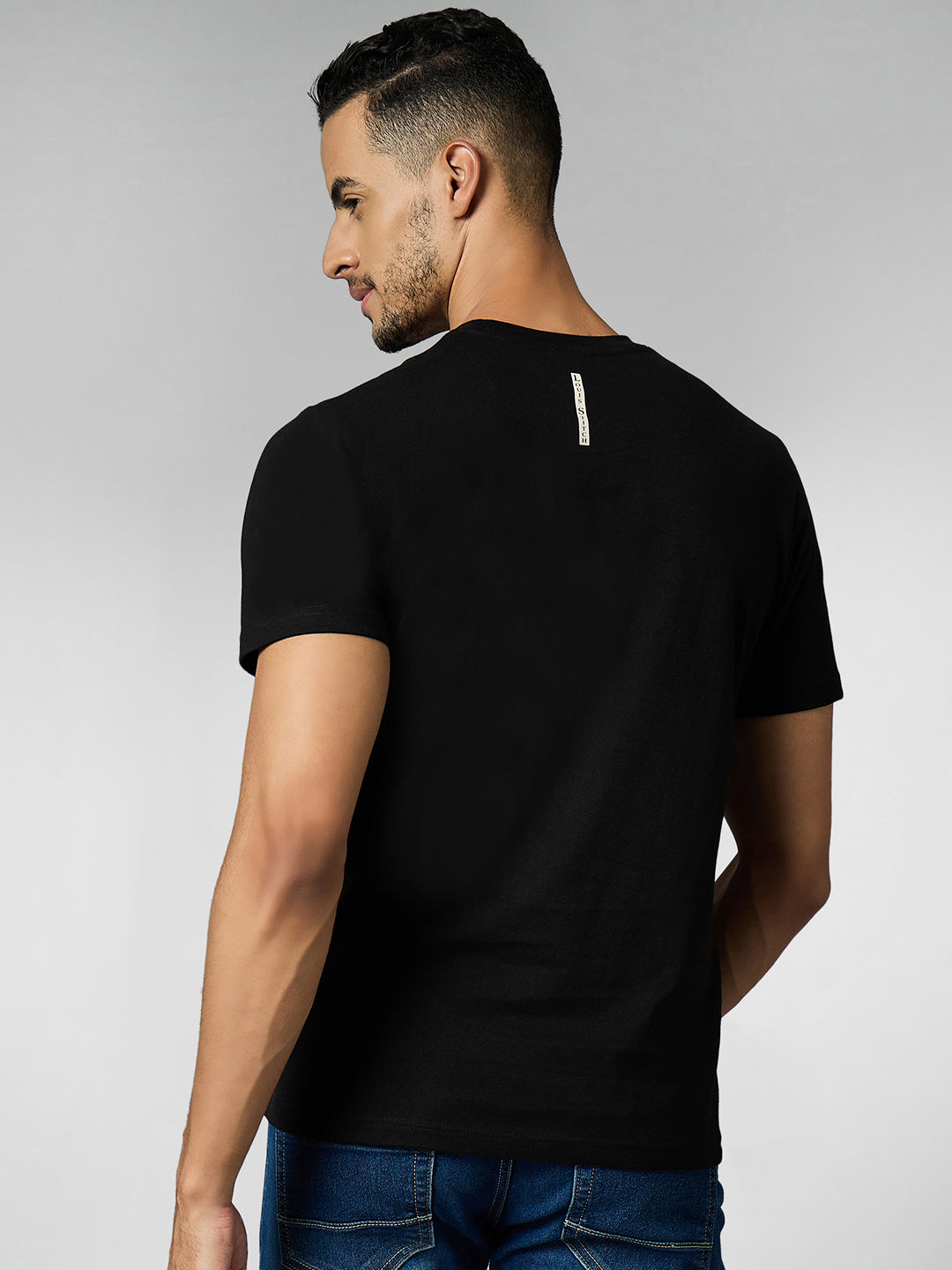 Men's Super Combed Cotton Black Regular Fit Half Sleeve Round Neck T-Shirt