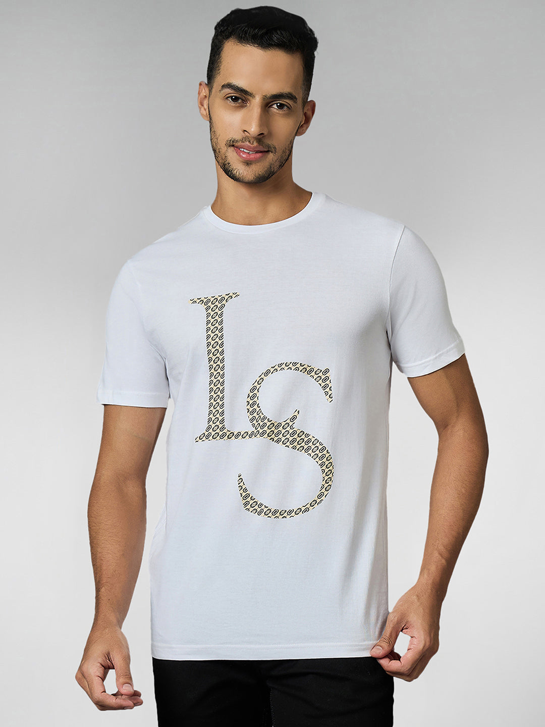 Men's Super Combed Cotton White Regular Fit Half Sleeve Round Neck T-Shirt