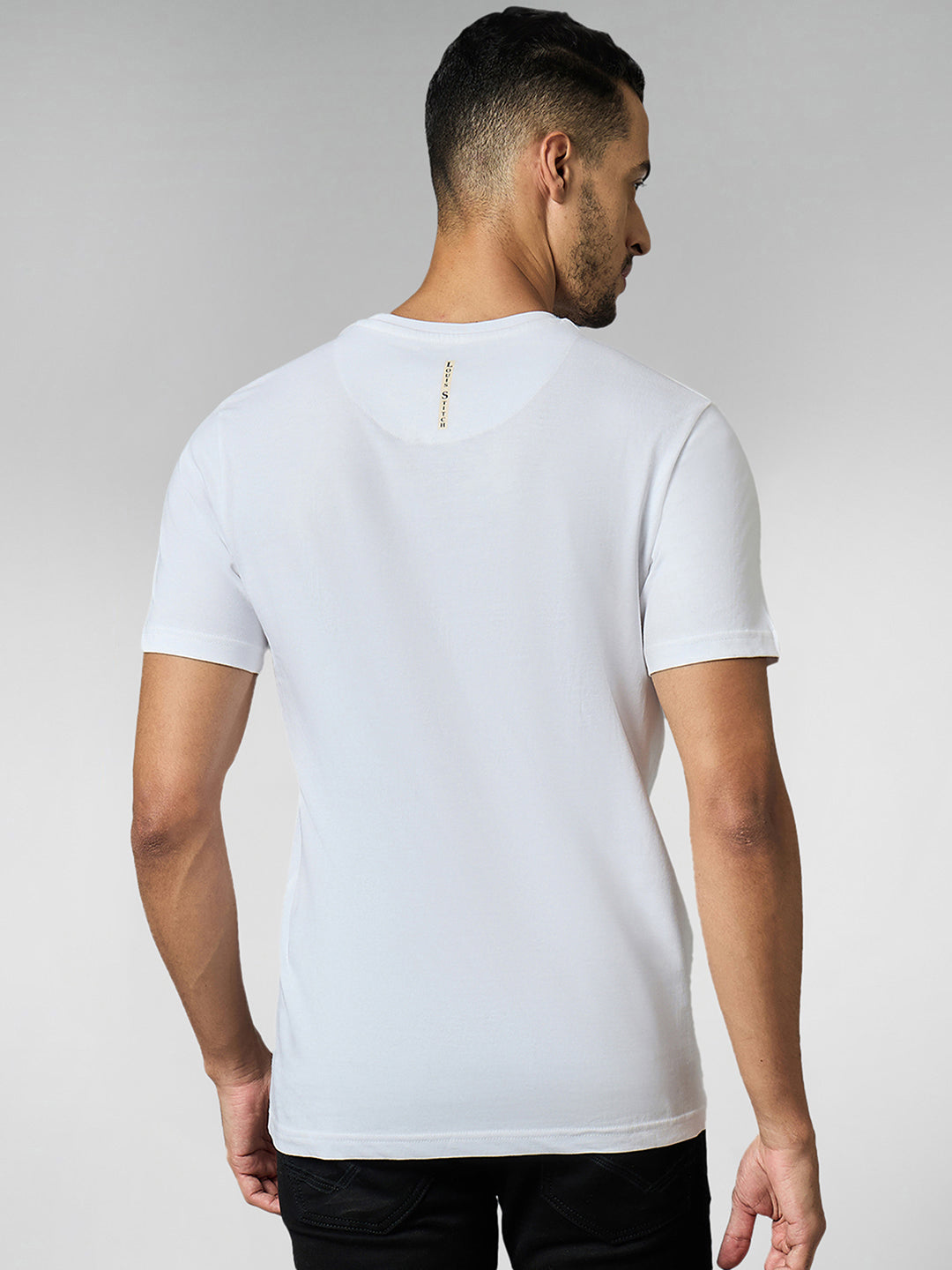 Men's Super Combed Cotton White Regular Fit Half Sleeve Round Neck T-Shirt