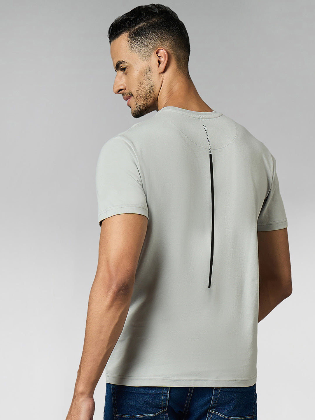 Men's Super Combed Cotton Grey Regular Fit Half Sleeve Round Neck T-Shirt