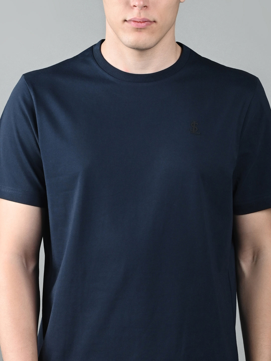 Men's Navy Blue Super Combed Cotton Printed T-shirt