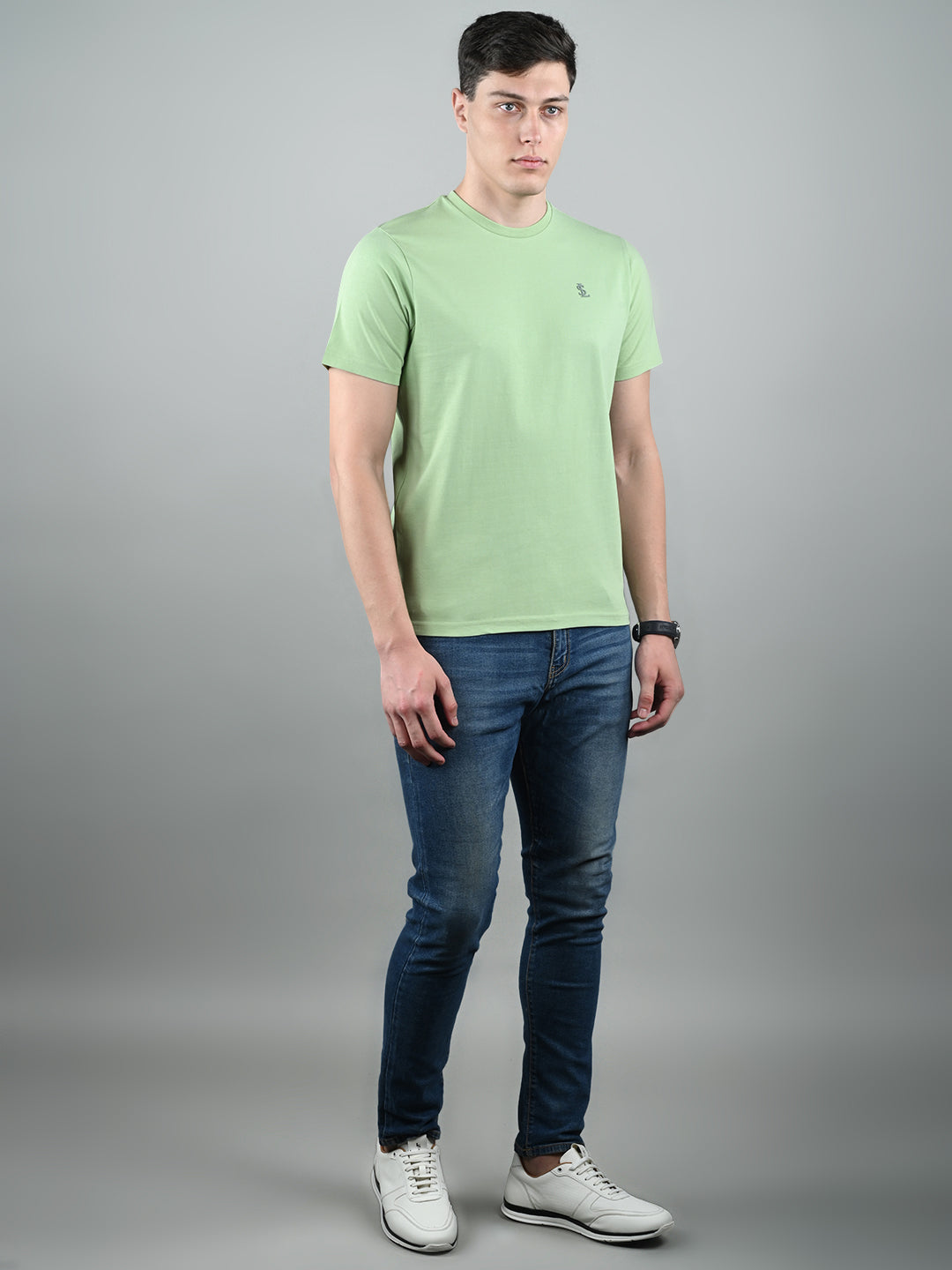 Men's Mint Green Super Combed Cotton Printed T-shirt