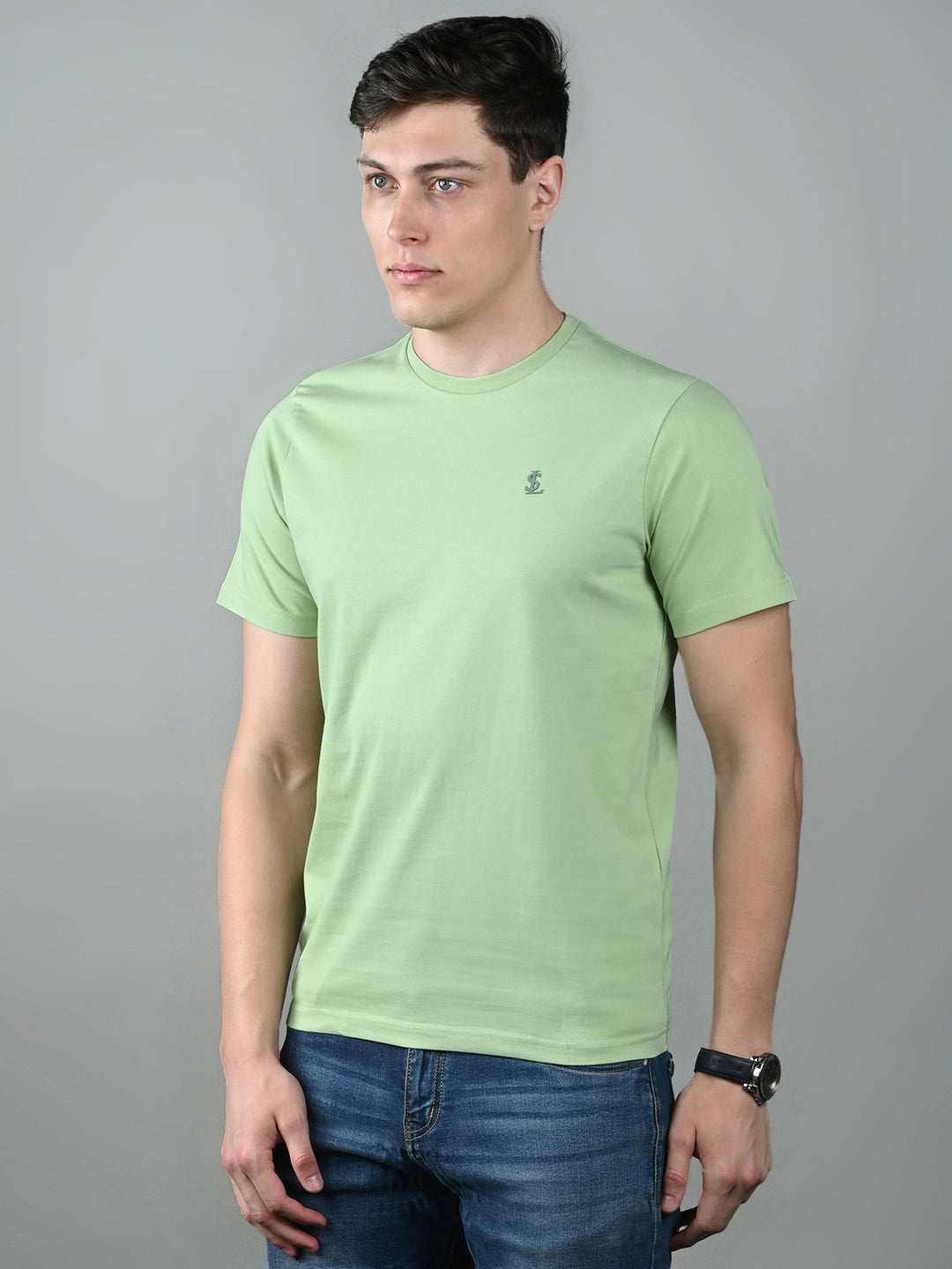 Men's Mint Green Super Combed Cotton Printed T-shirt