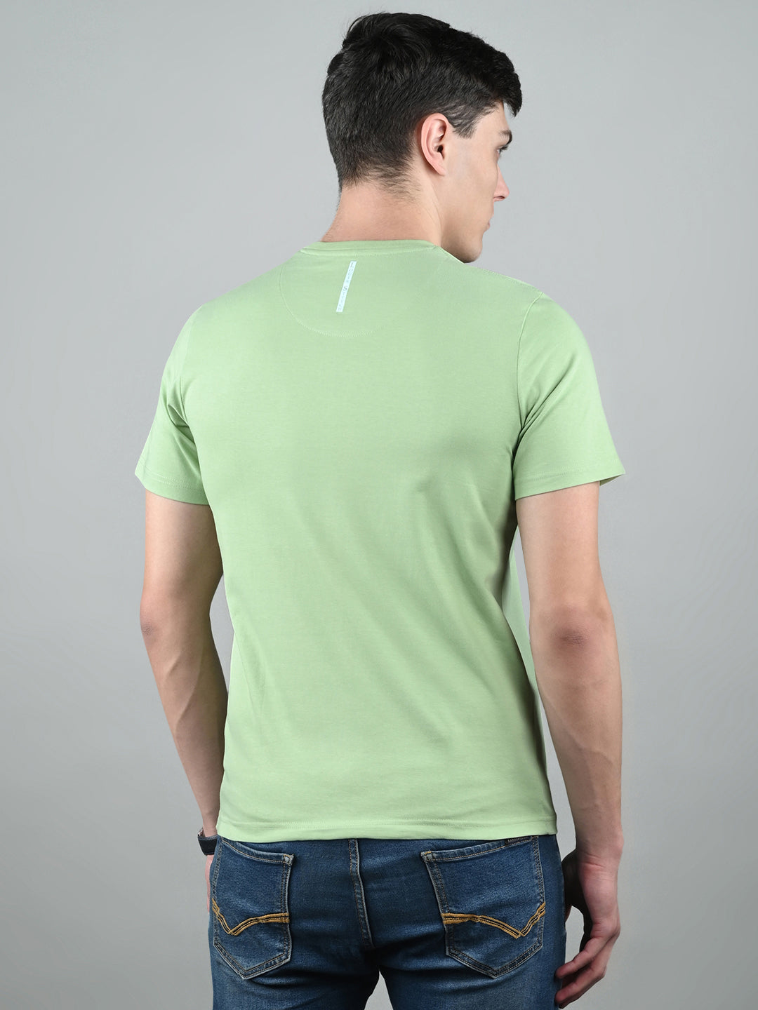 Men's Mint Green Super Combed Cotton Printed T-shirt