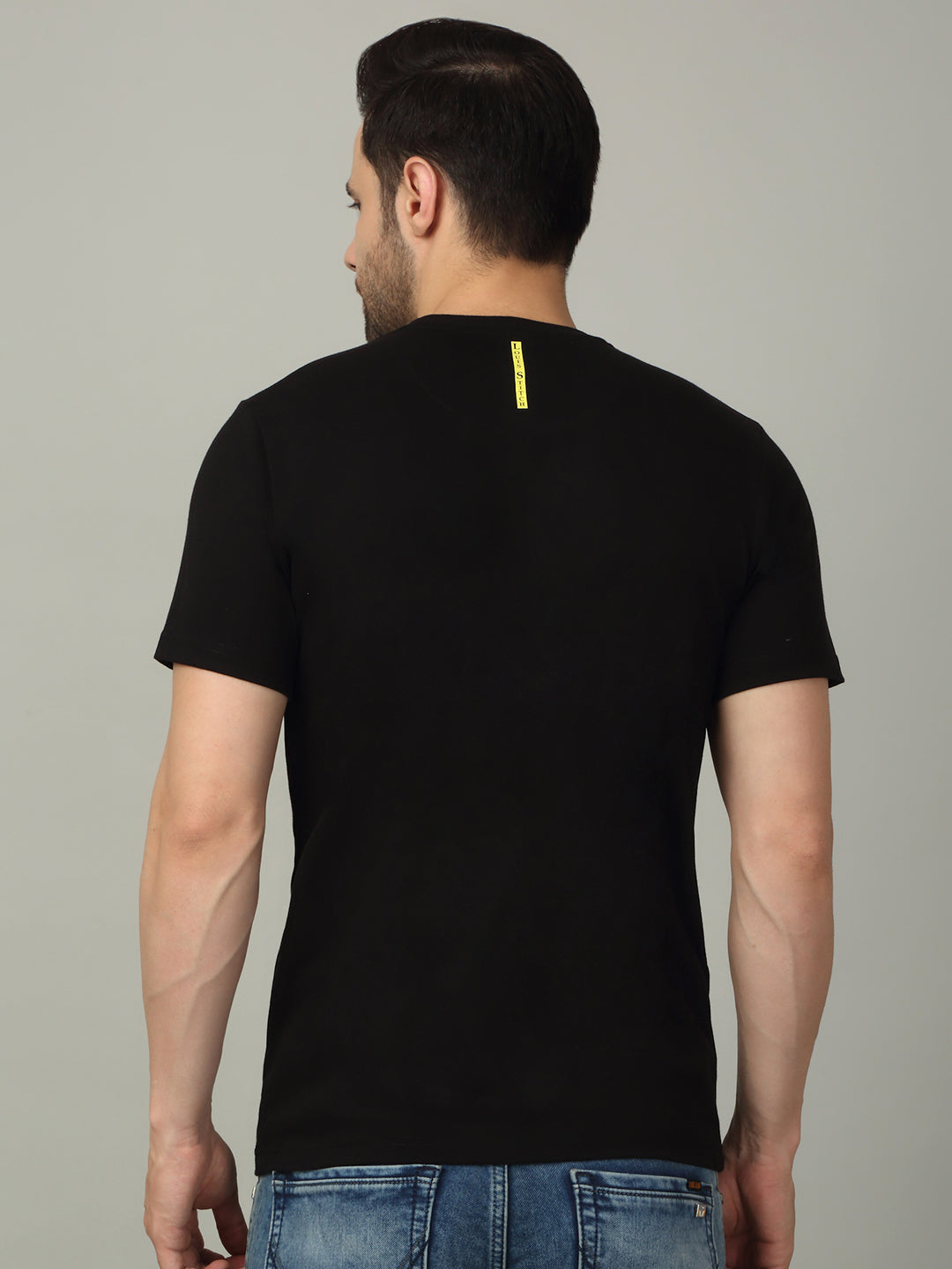 Men's Super Combed Cotton Printed Black T-shirt