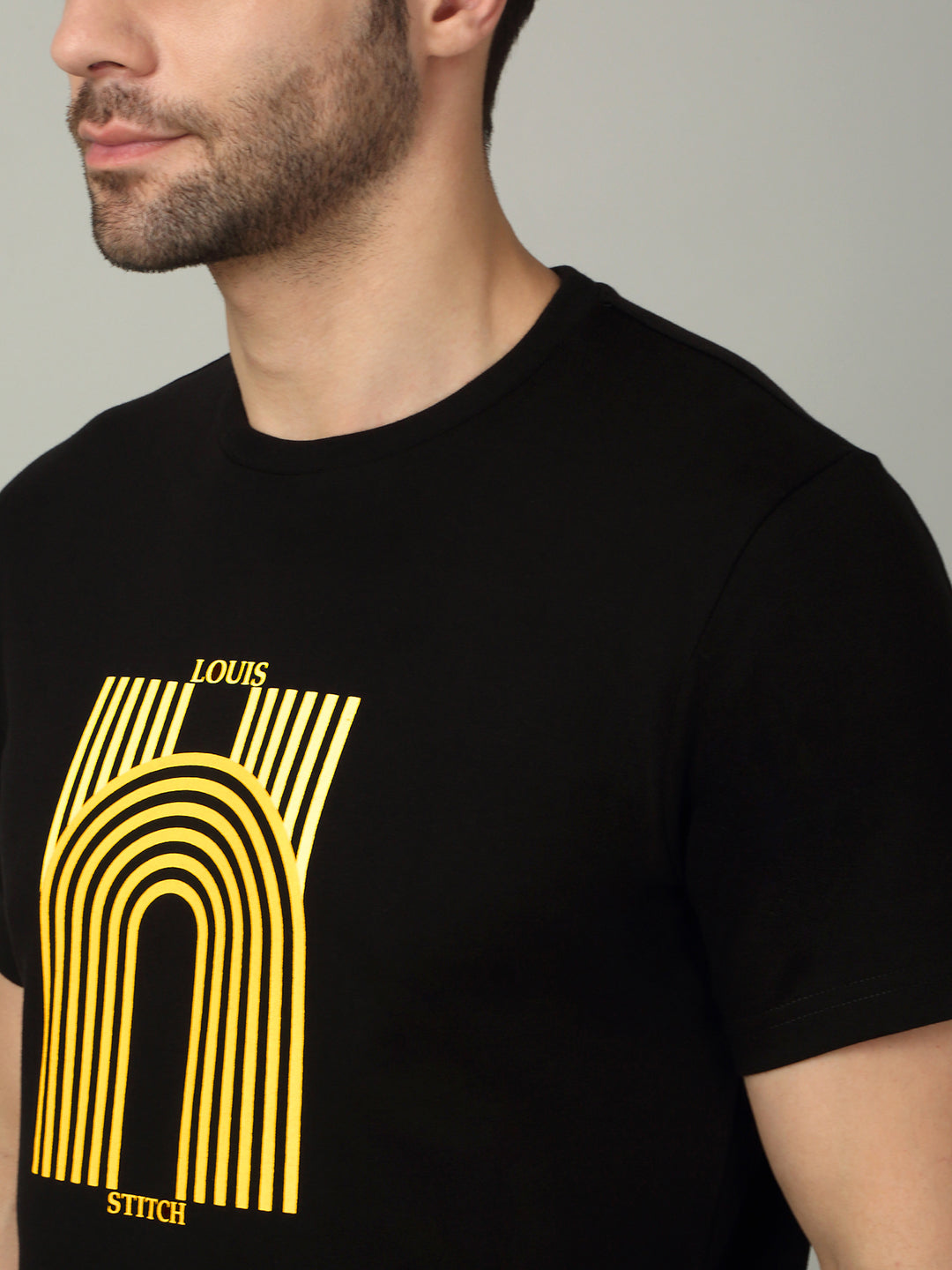 Men's Super Combed Cotton Printed Black T-shirt