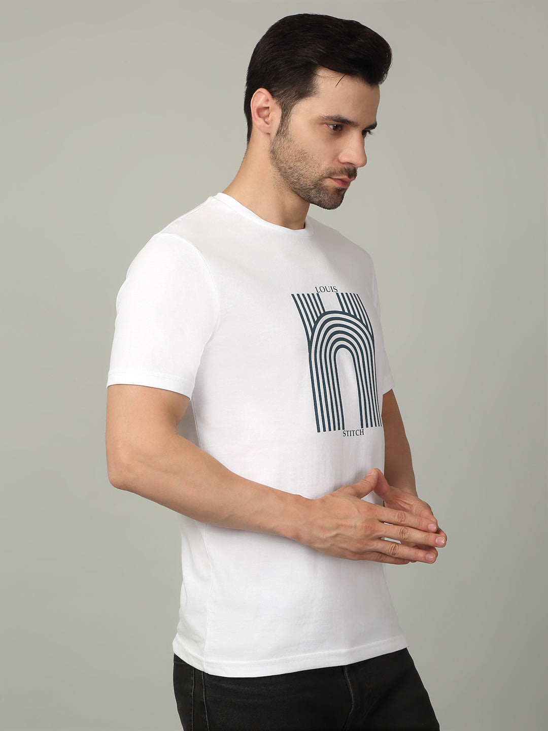 Men's Super Combed Cotton Printed White T-shirt