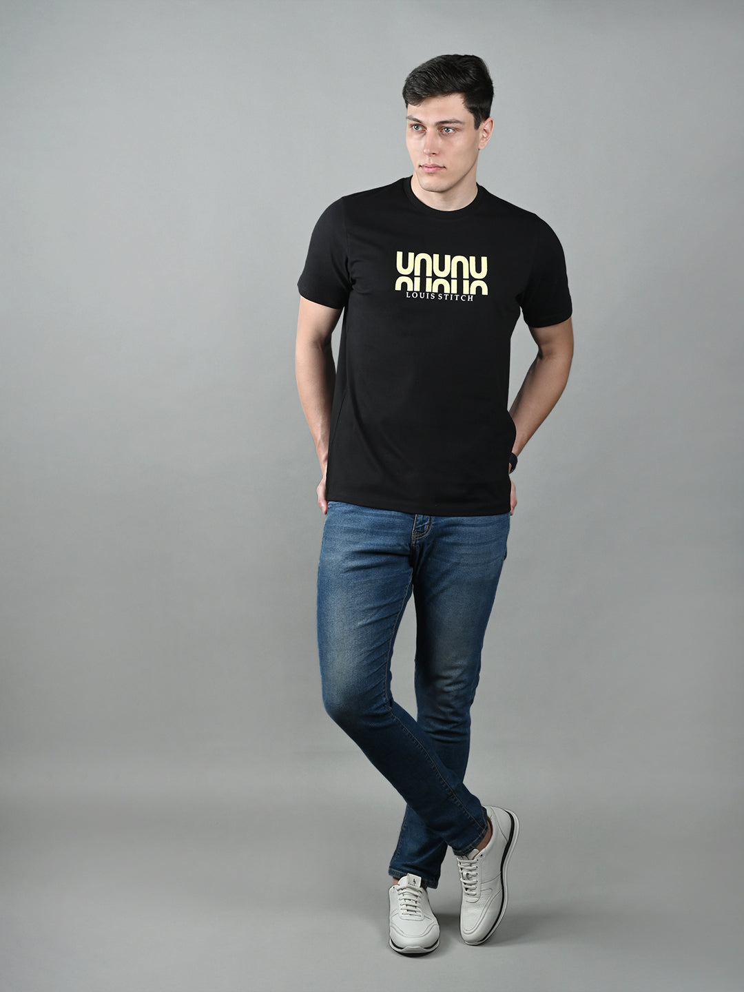 Men's Super Combed Cotton Black Regular Fit Half Sleeve Round Neck T-Shirt
