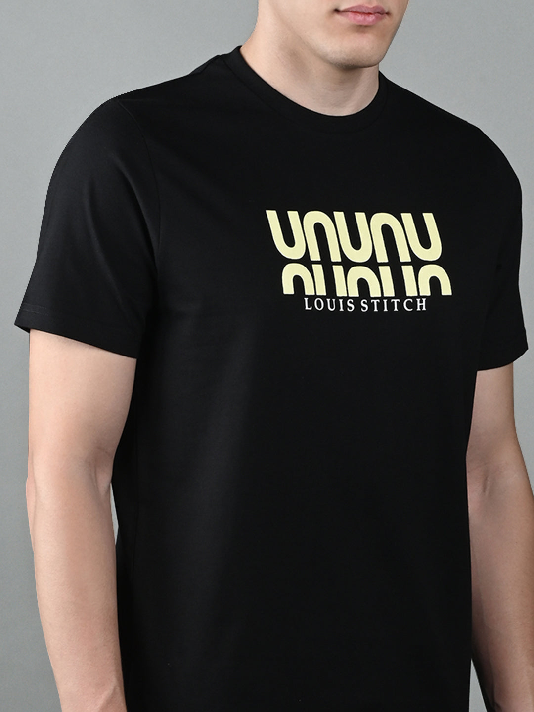 Men's Super Combed Cotton Black Regular Fit Half Sleeve Round Neck T-Shirt