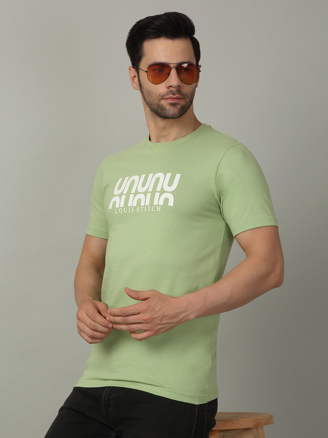 Men's Super Combed Cotton Printed Mint Green T-shirt