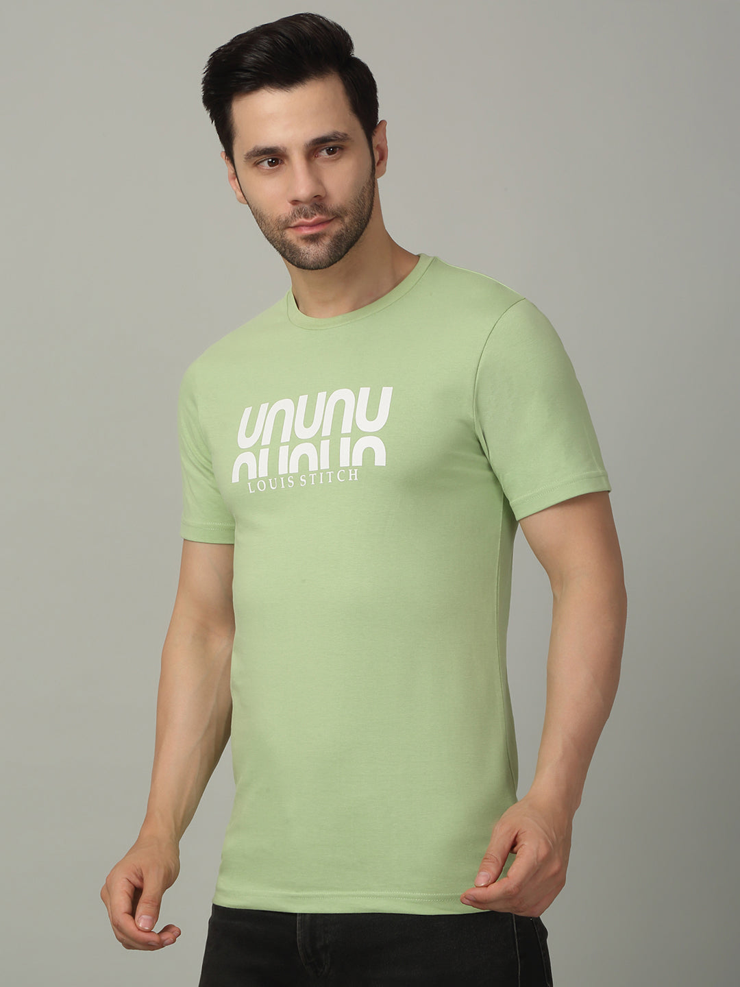 Men's Super Combed Cotton Printed Mint Green T-shirt