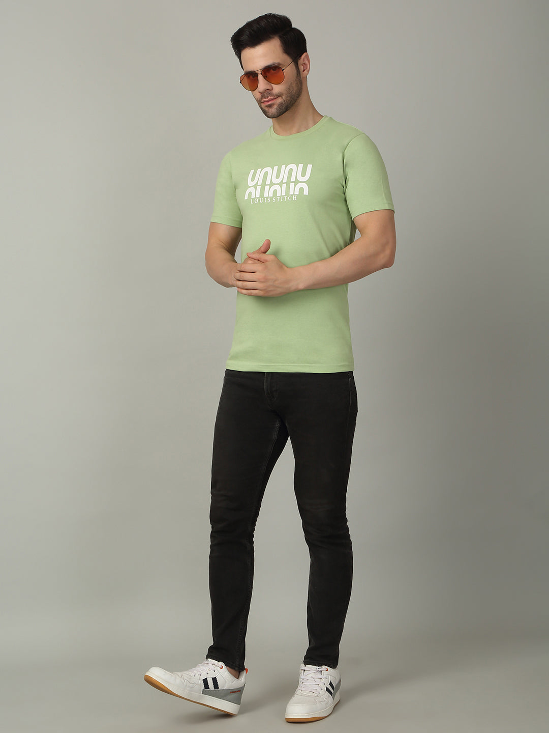 Men's Super Combed Cotton Printed Mint Green T-shirt