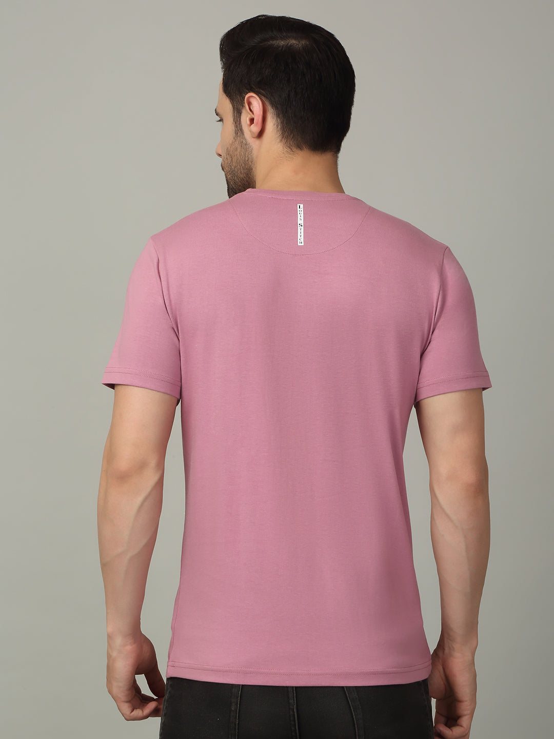 Men's Super Combed Cotton Printed Pink T-shirt