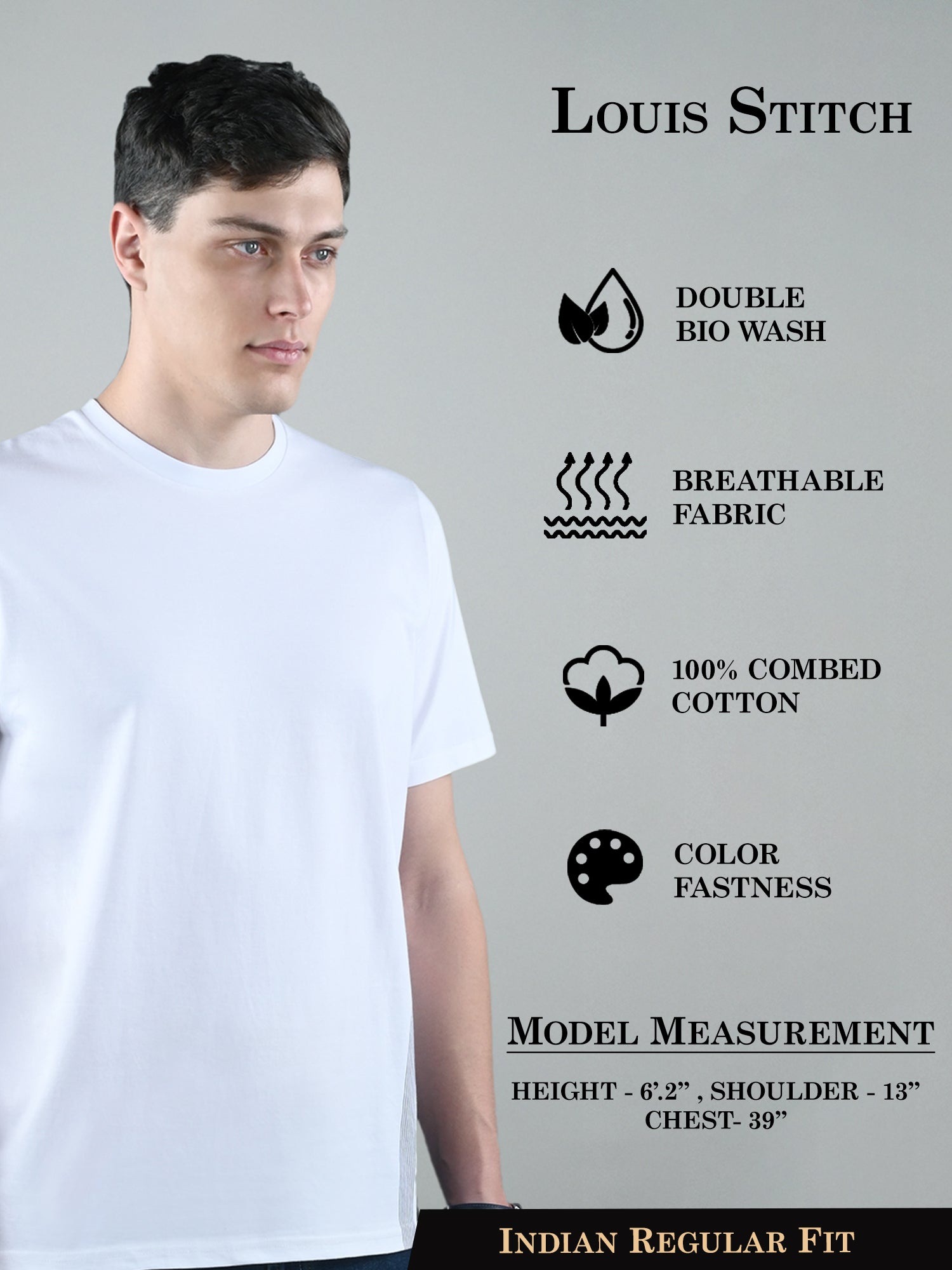 Men's White Super Combed Cotton Printed T-shirt