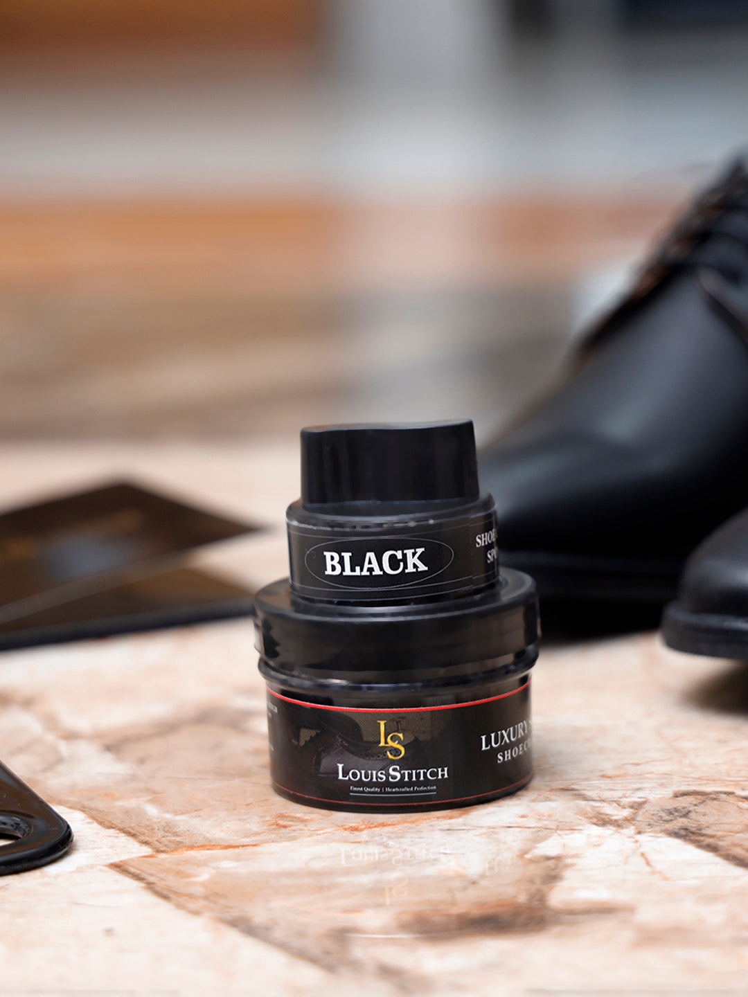 Black and Tan Leather Shoe Cream with Applicator For Leather items