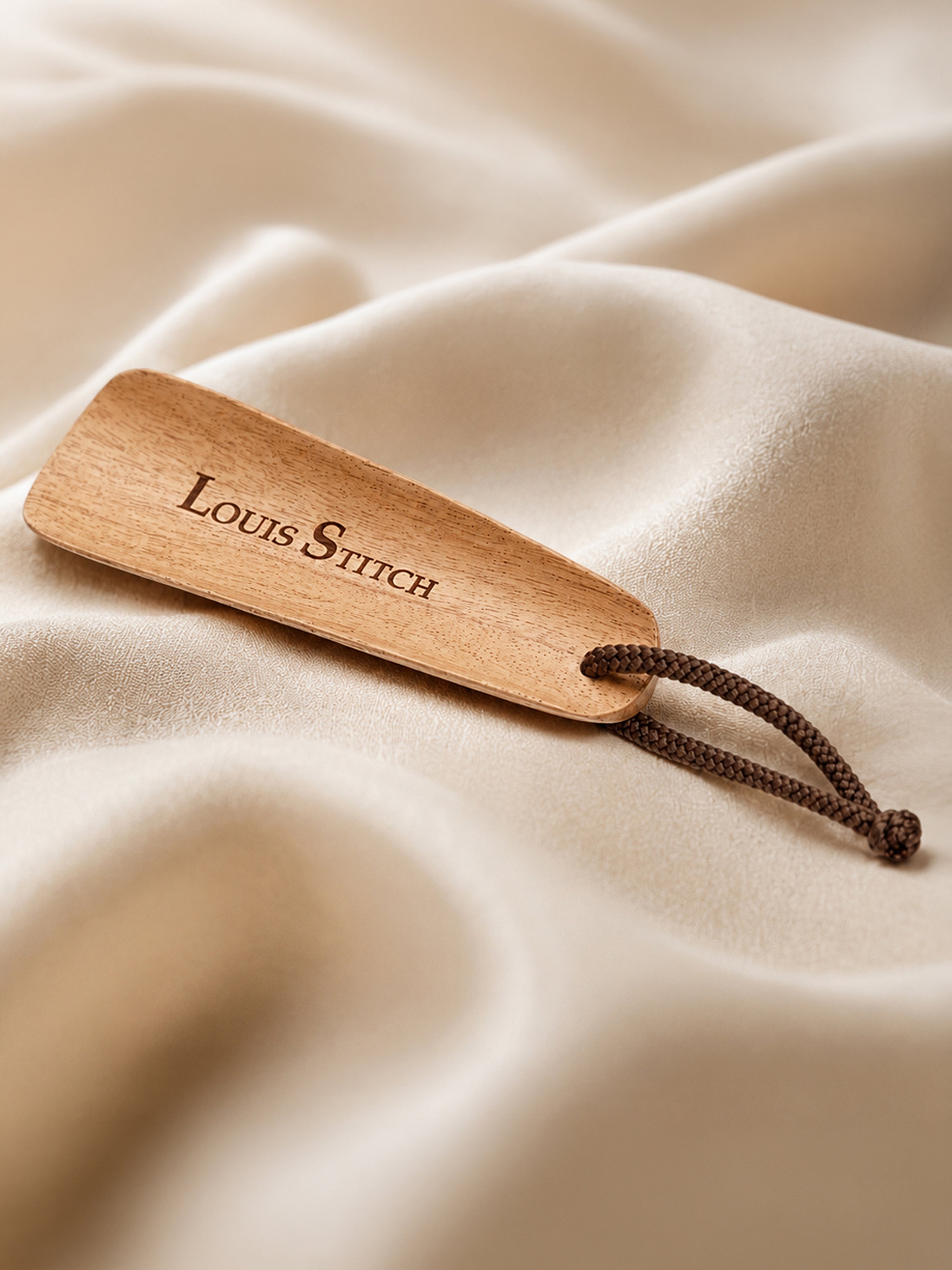 Premium 6-inch Natural Wooden Shoe Horn with Loop