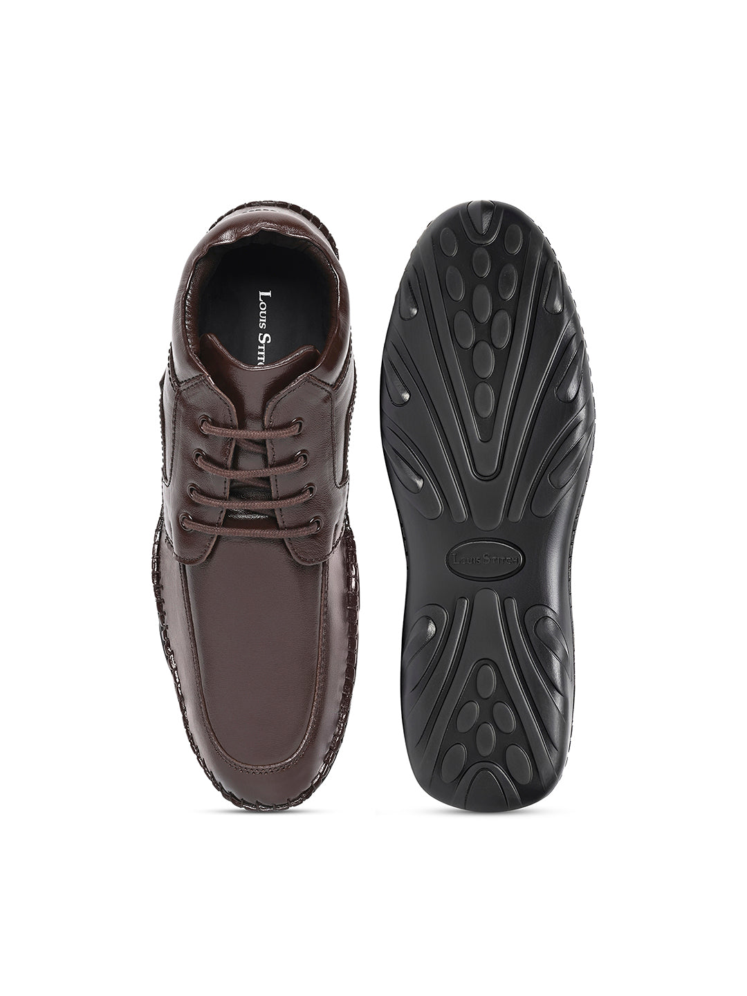 Brunette Brown Genuine Leather Ultra Lightweight Mid-Ankle Derby Shoes