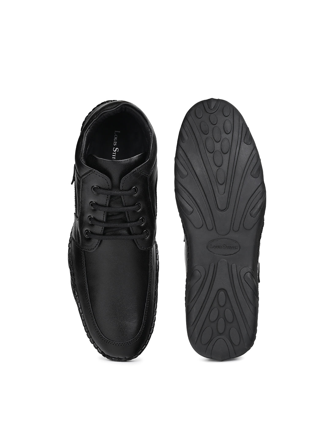 Jet Black Genuine Leather Ultra Lightweight Mid-Ankle Derby Shoes