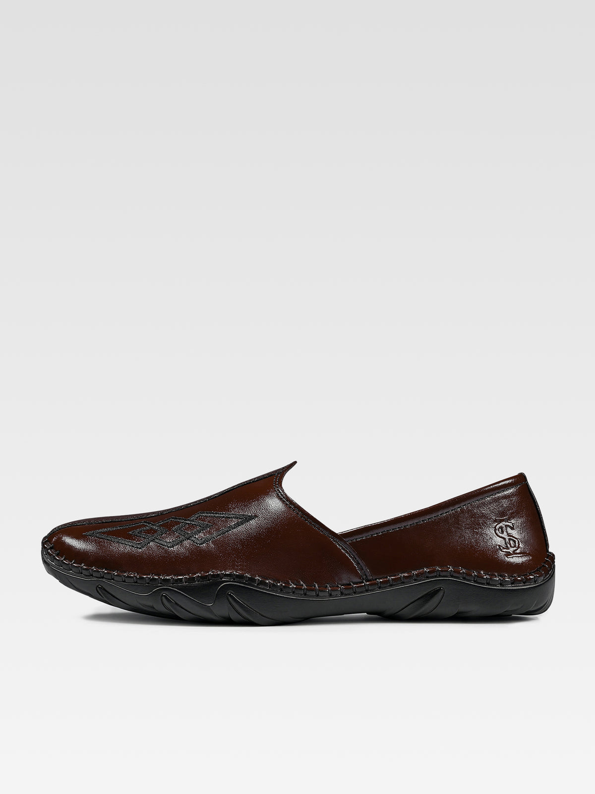 Brunette Brown Ethnic Slip-On Texture Nagra Juti and Mojari
