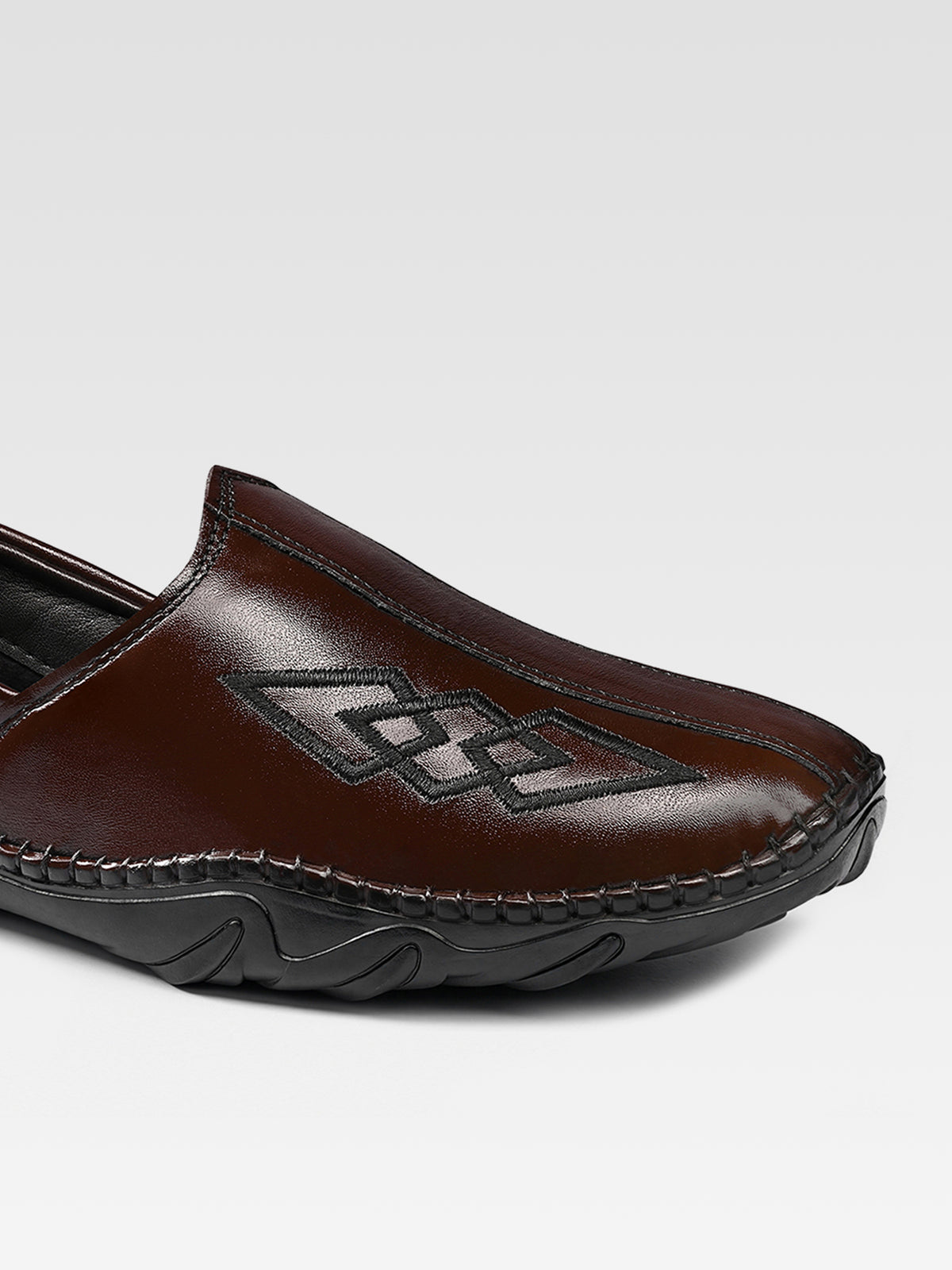 Brunette Brown Ethnic Slip-On Texture Nagra Juti and Mojari