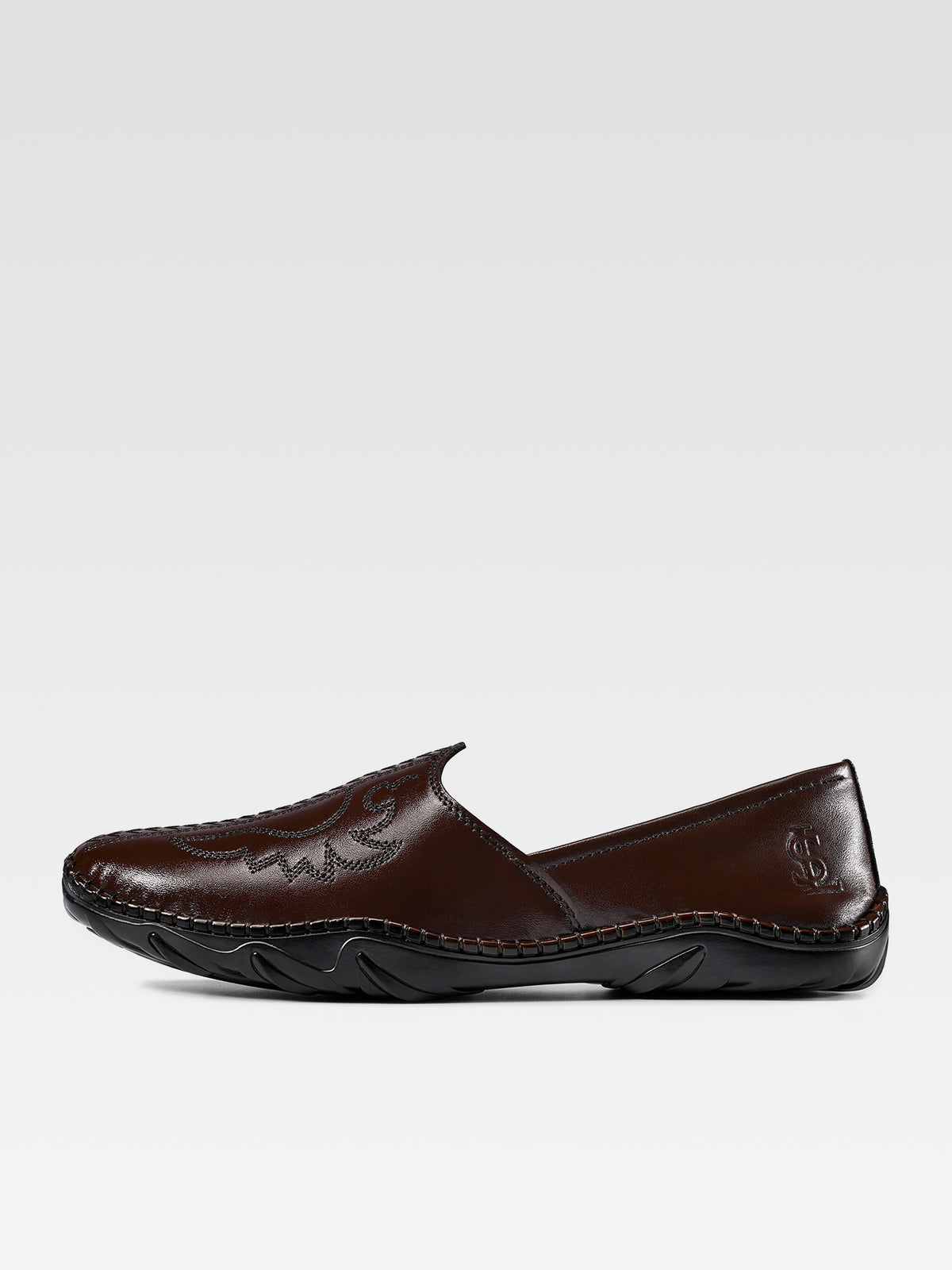 Brunette Brown Ethnic Slip-On Texture Nagra Juti and Mojari