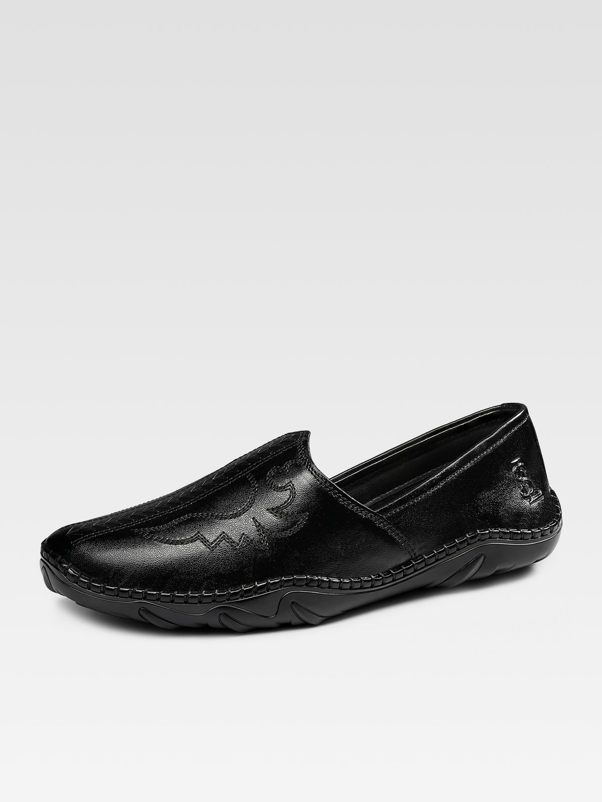 Jet Black Ethnic Slip-On Texture Nagra Juti and Mojari