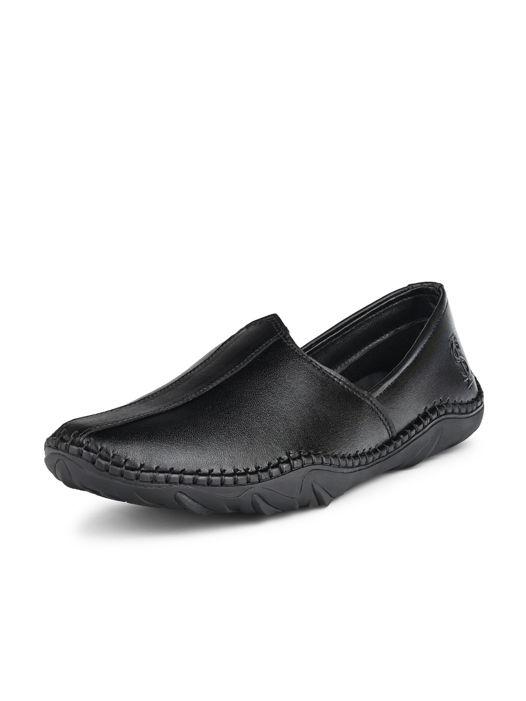 Jet Black Genuine Leather Ultra Lightweight Stylish Stich Nagra Jutis and Mojaris