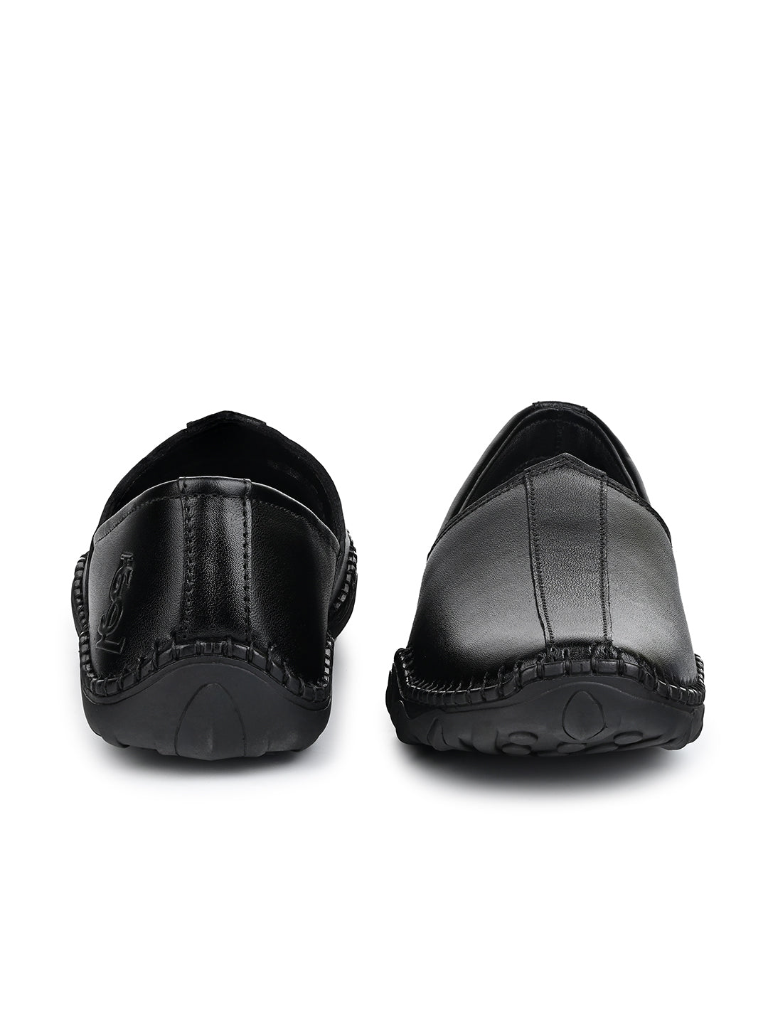 Jet Black Genuine Leather Ultra Lightweight Stylish Stich Nagra Jutis and Mojaris