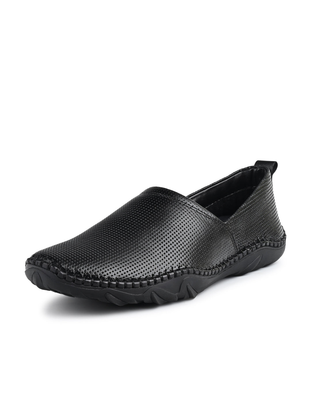 Jet Black Genuine Leather Ultra Lightweight Stylish Stich Nagra Jutis and Mojaris