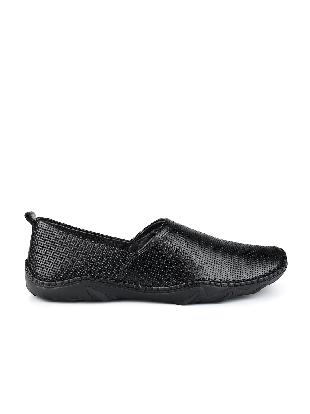 Jet Black Genuine Leather Ultra Lightweight Stylish Stich Nagra Jutis and Mojaris