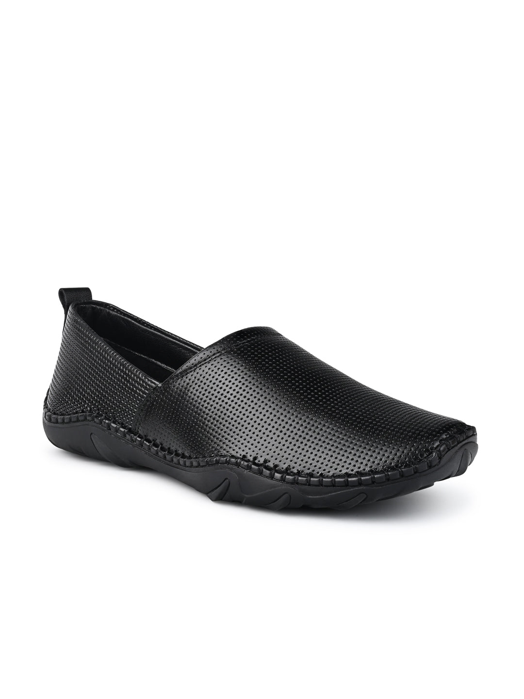 Jet Black Genuine Leather Ultra Lightweight Stylish Stich Nagra Jutis and Mojaris