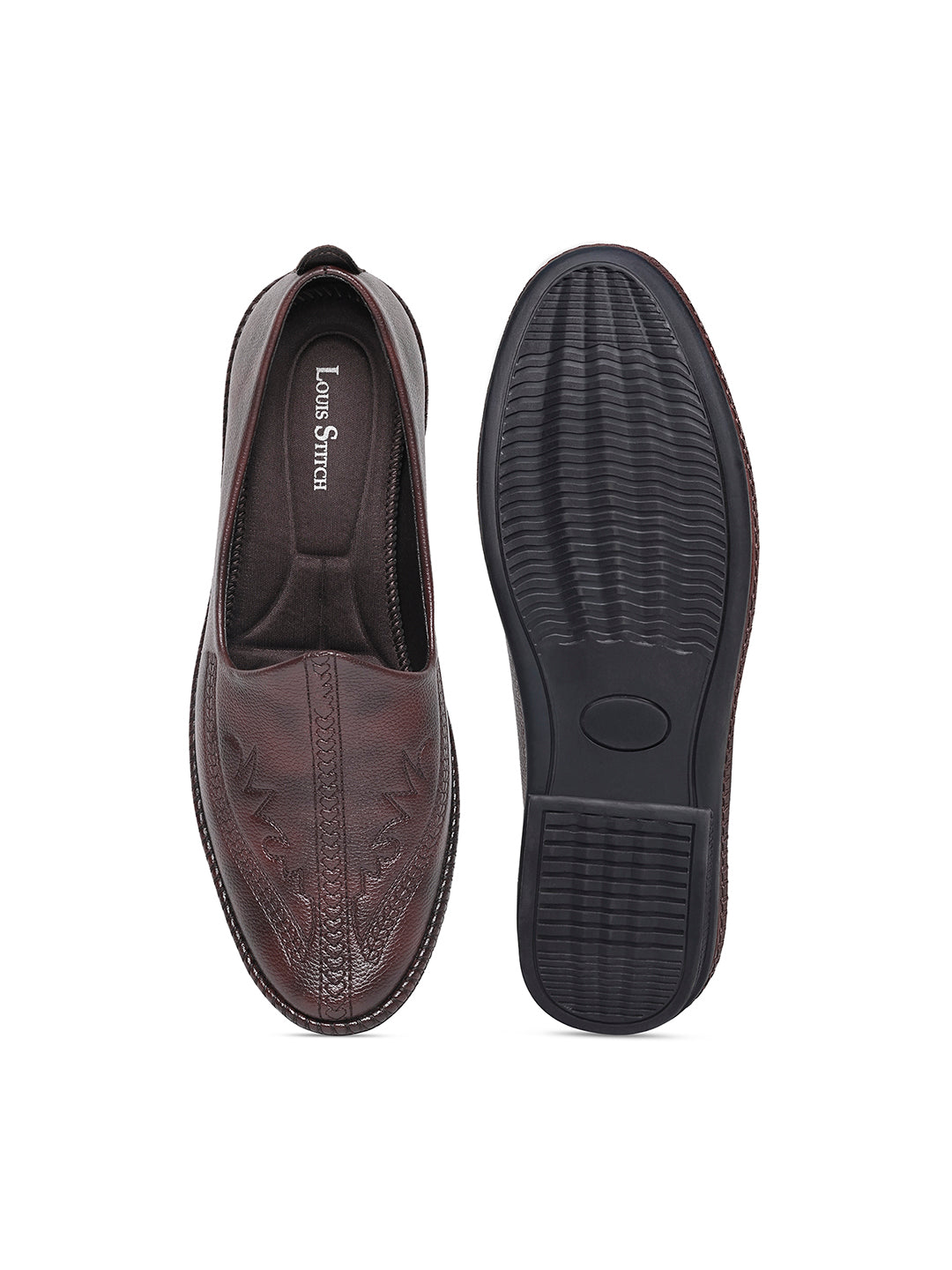 Brunette Brown Ethnic Slip-On Embroided Nagra Juti and Mojari