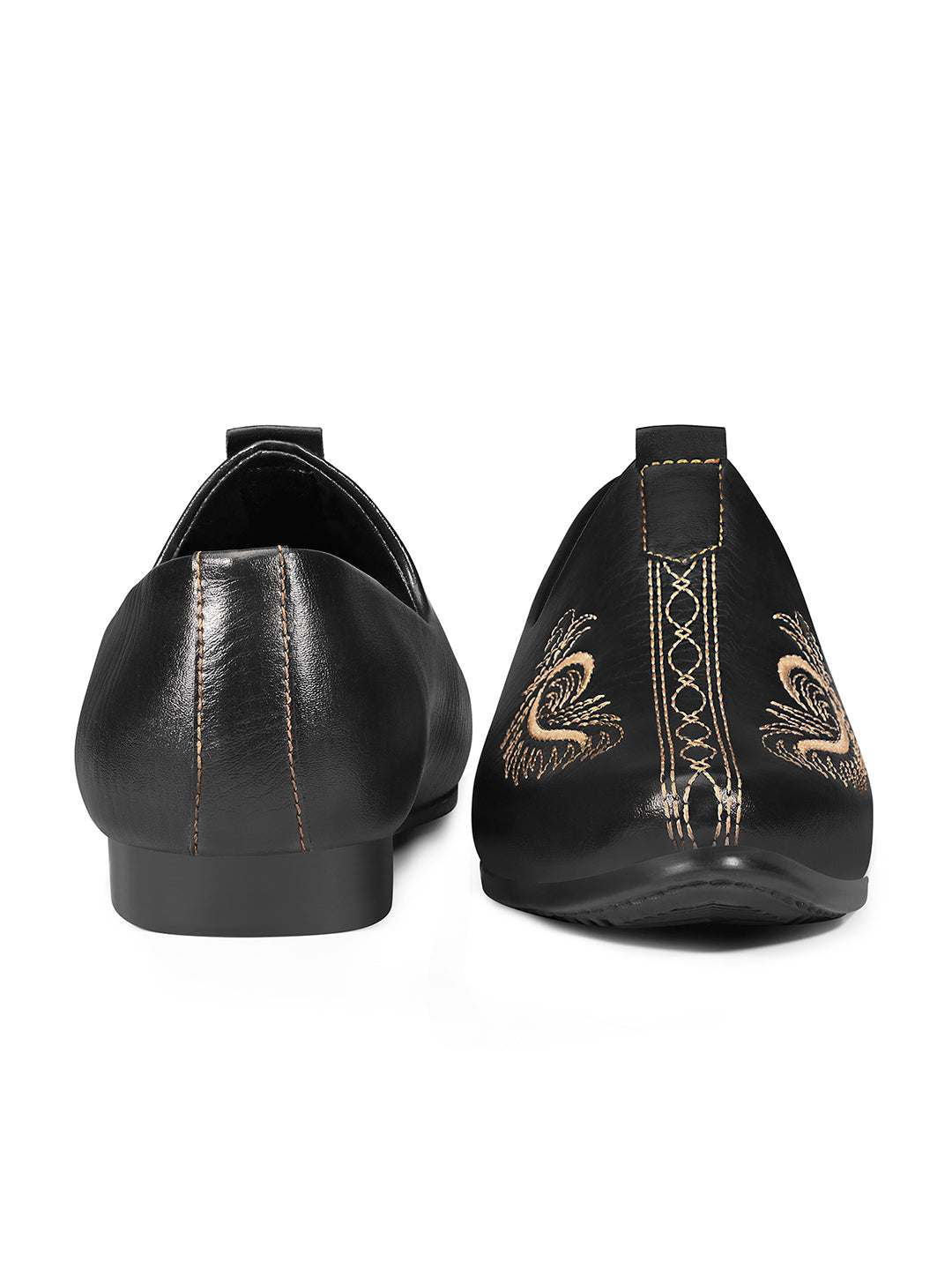 Jet Black Ethnic Slip-On Embroided Nagra Juti and Mojari