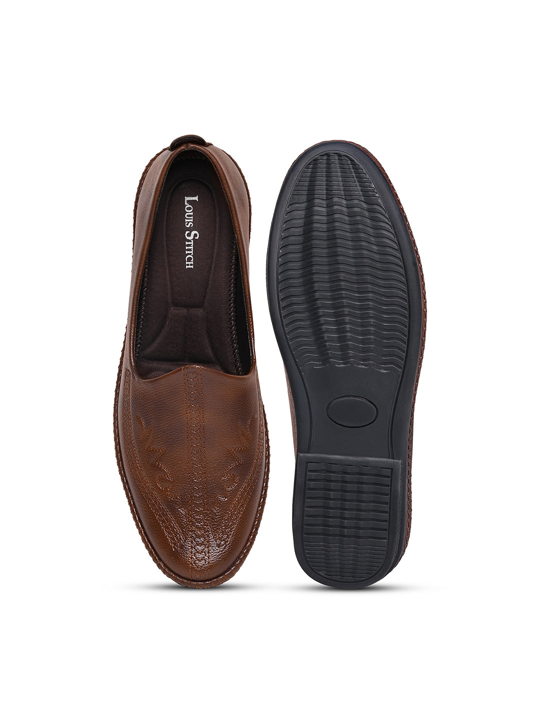 Russet Tan Ethnic Slip-On Embroided Nagra Juti and Mojari