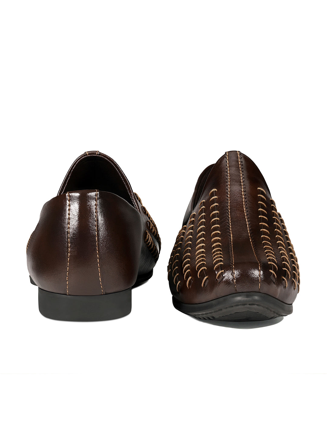 Brunette Brown Ethnic Slip-On Multi-Strip Nagra Juti and Mojari