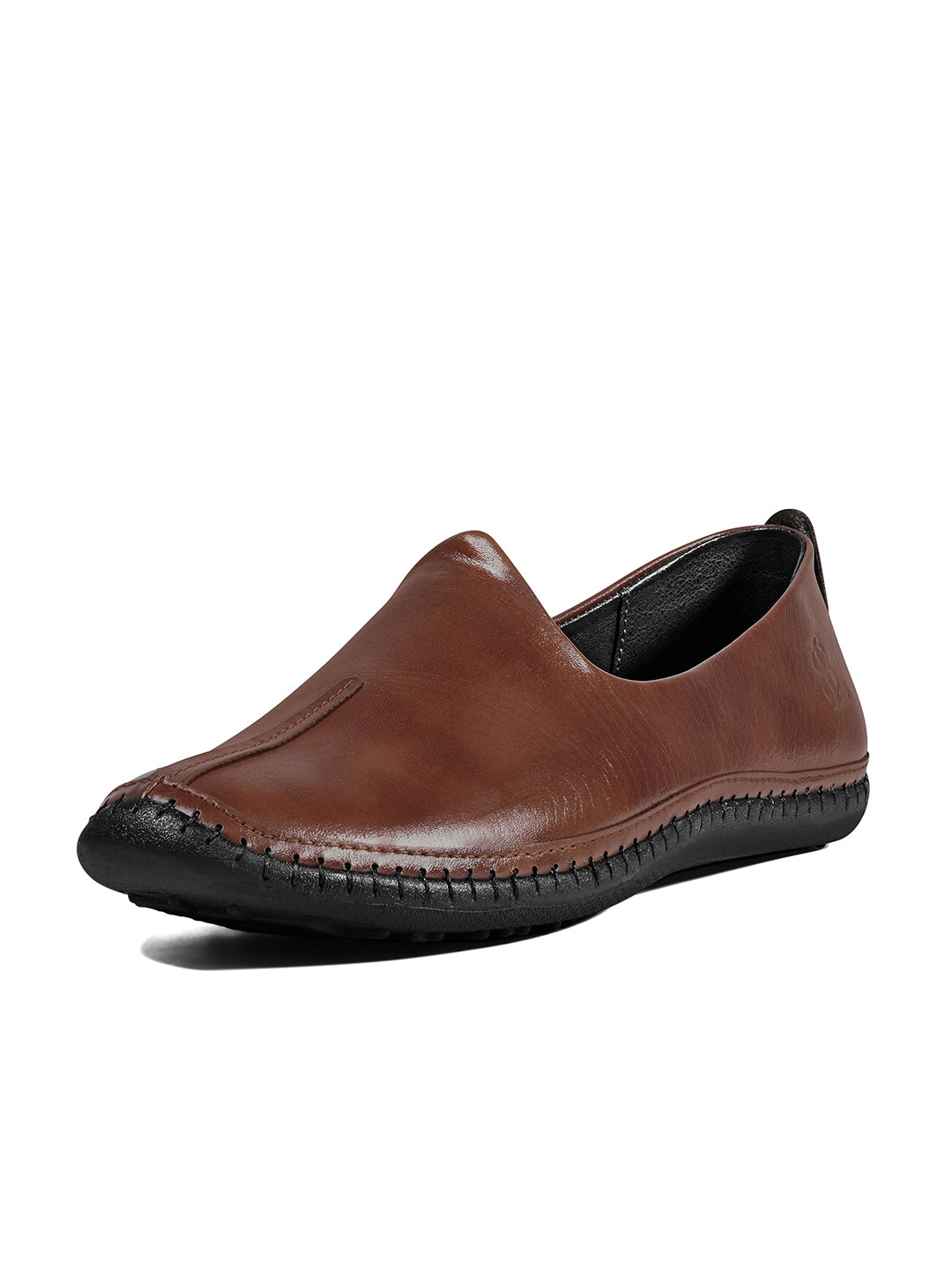Russet Tan Ethnic Slip-On Shrunken Nagra Juti and Mojari