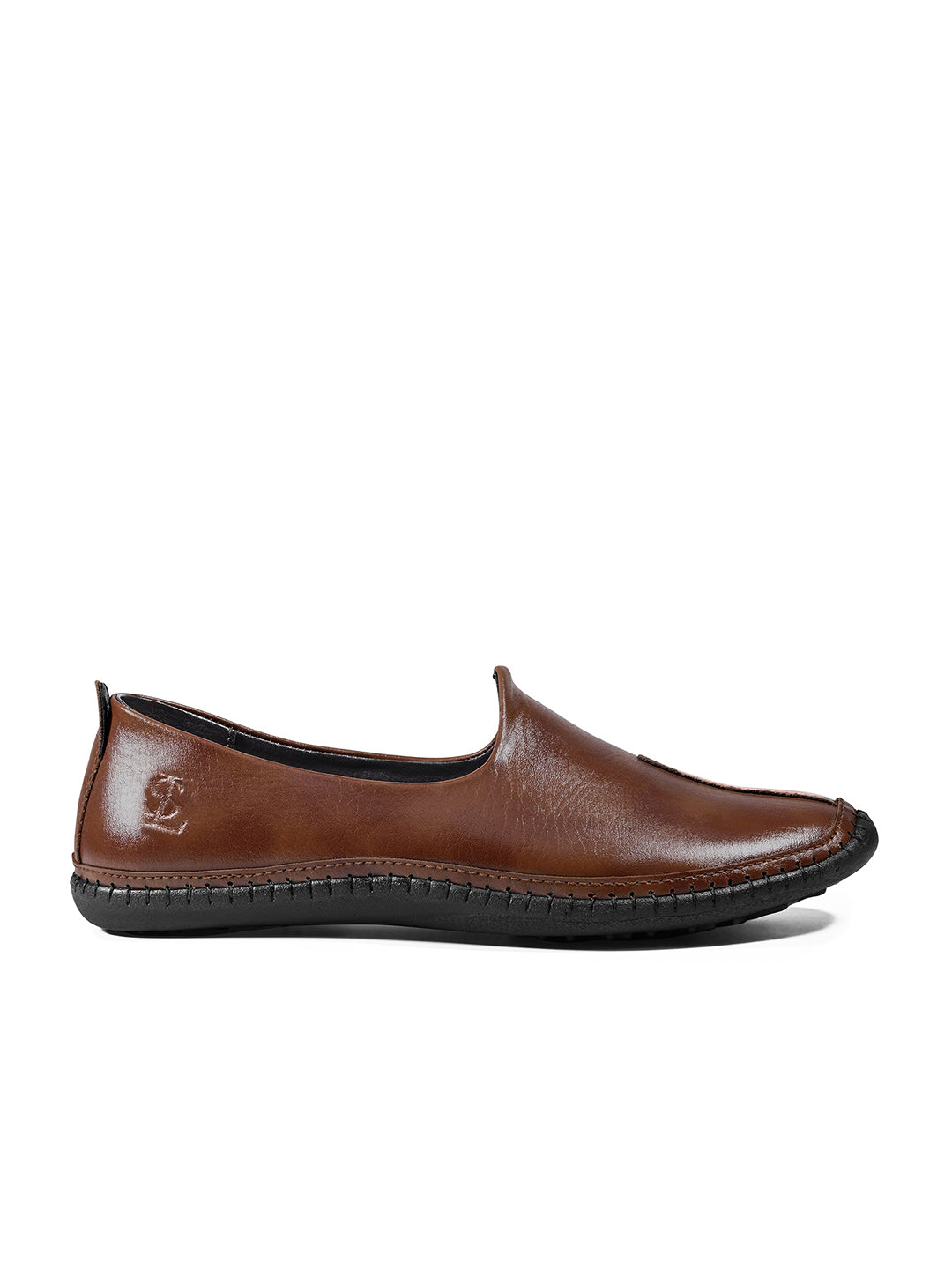 Russet Tan Ethnic Slip-On Shrunken Nagra Juti and Mojari