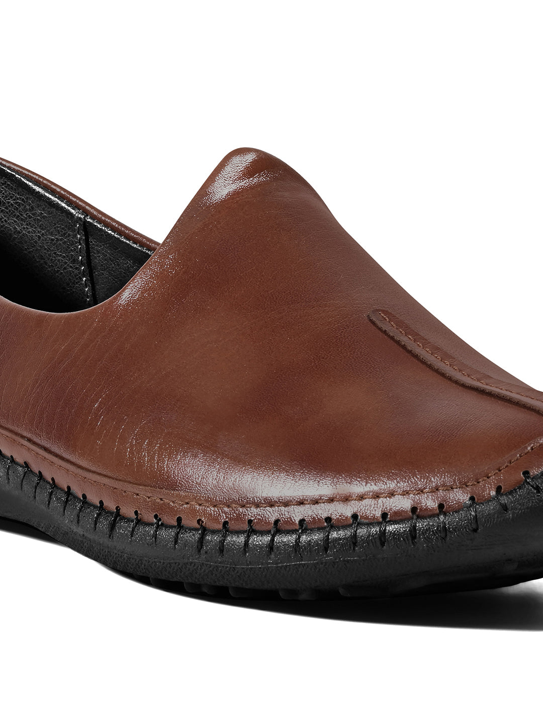 Russet Tan Ethnic Slip-On Shrunken Nagra Juti and Mojari