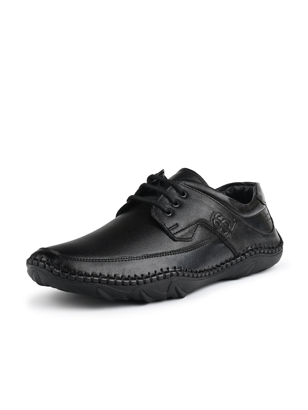 Jet Black Genuine Leather Ultra Lightweight Derbys Shoes