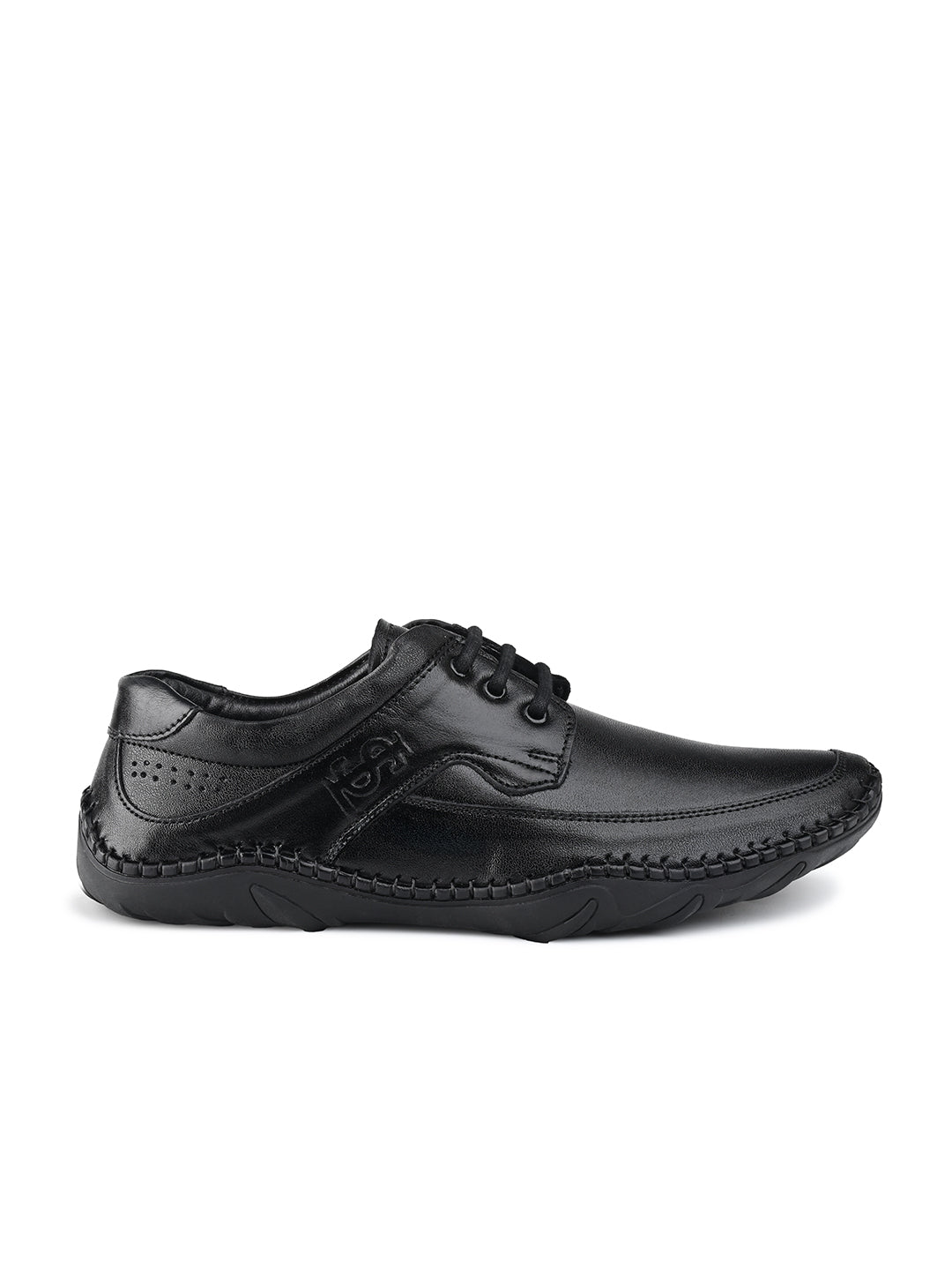 Jet Black Genuine Leather Ultra Lightweight Derbys Shoes