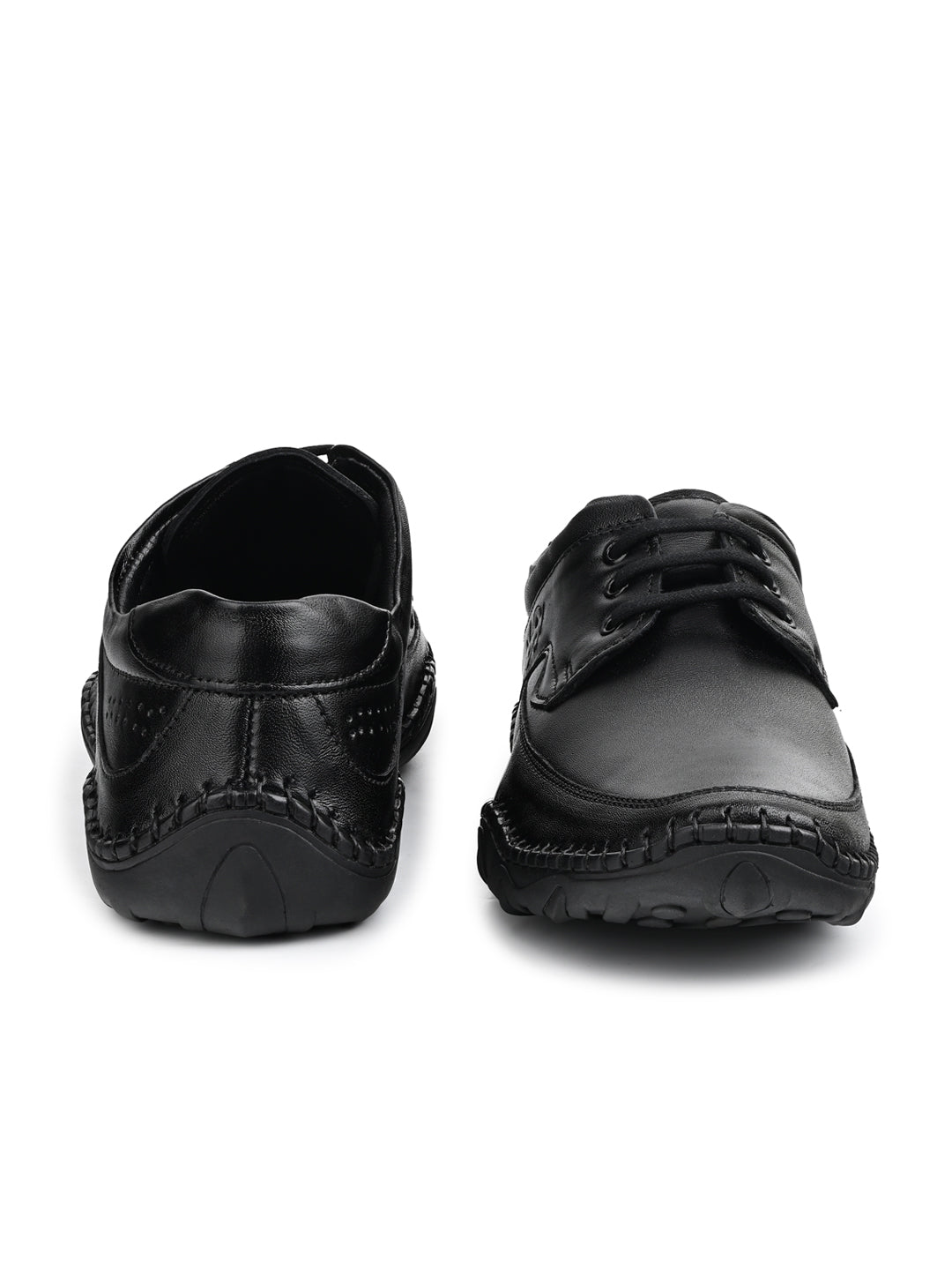 Jet Black Genuine Leather Ultra Lightweight Derbys Shoes