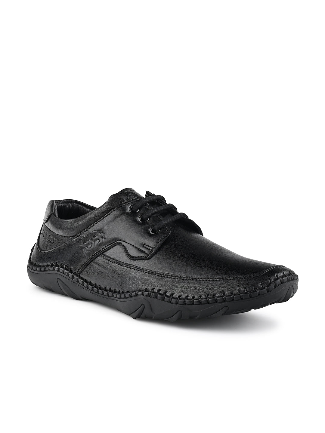 Jet Black Genuine Leather Ultra Lightweight Derbys Shoes