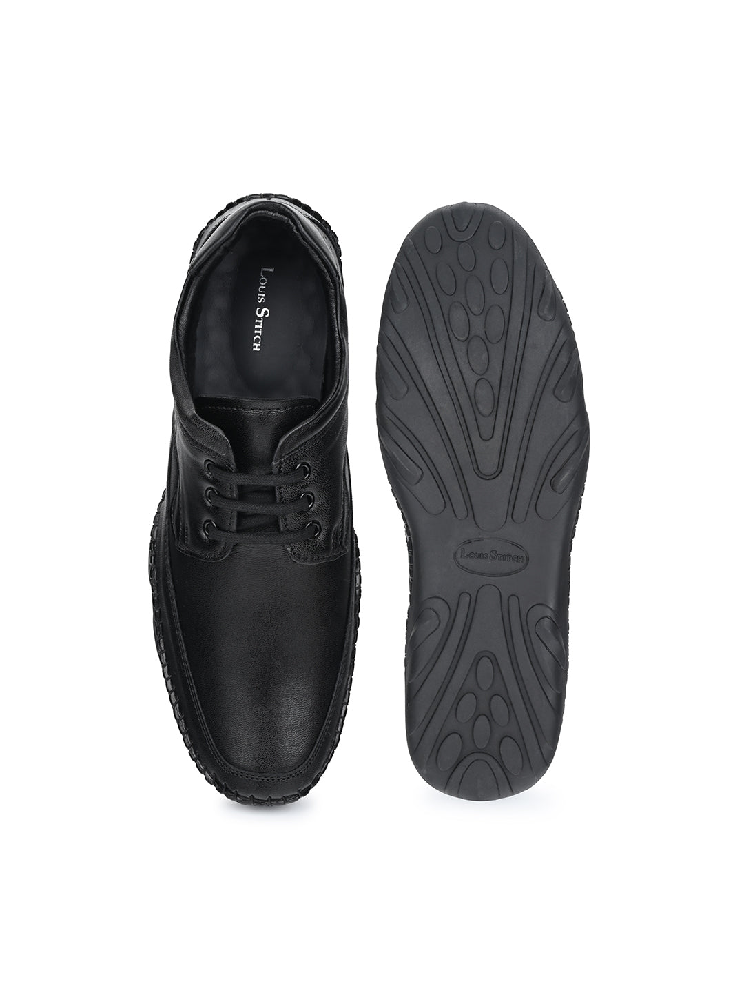 Jet Black Genuine Leather Ultra Lightweight Derbys Shoes
