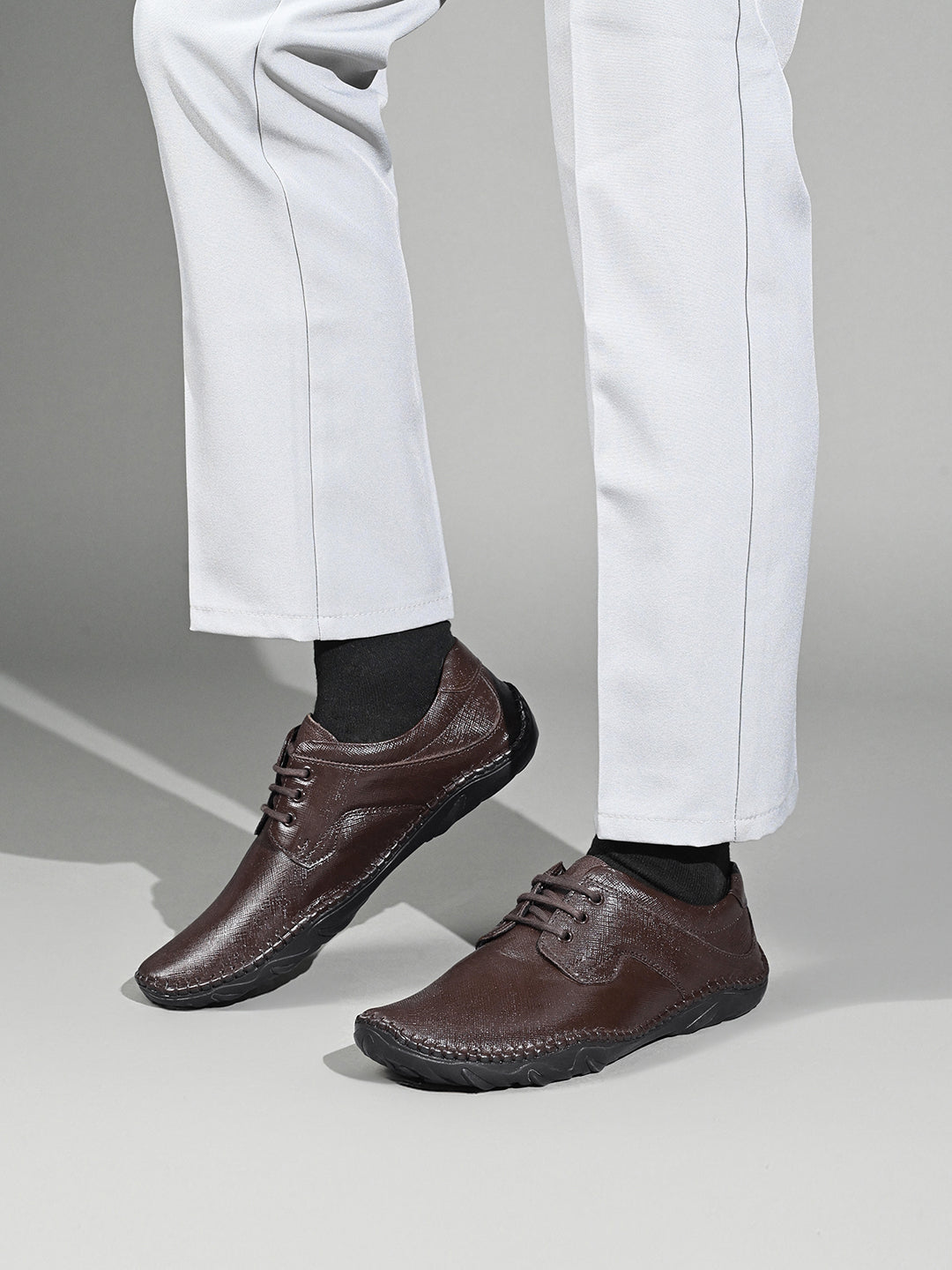 Brunette Brown Safiano Leather Ultra Lightweight Derbys