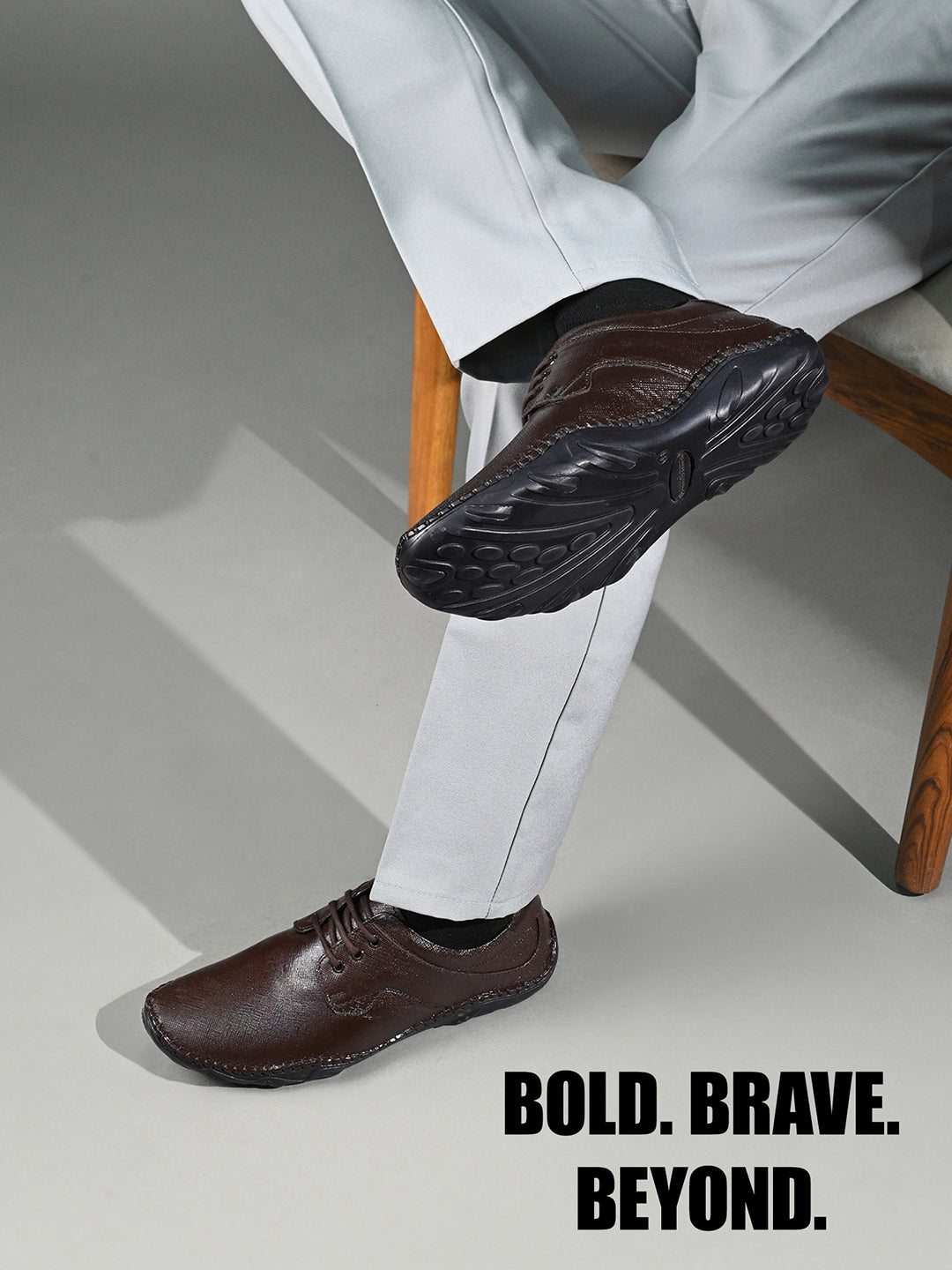 Brunette Brown Safiano Leather Ultra Lightweight Derbys